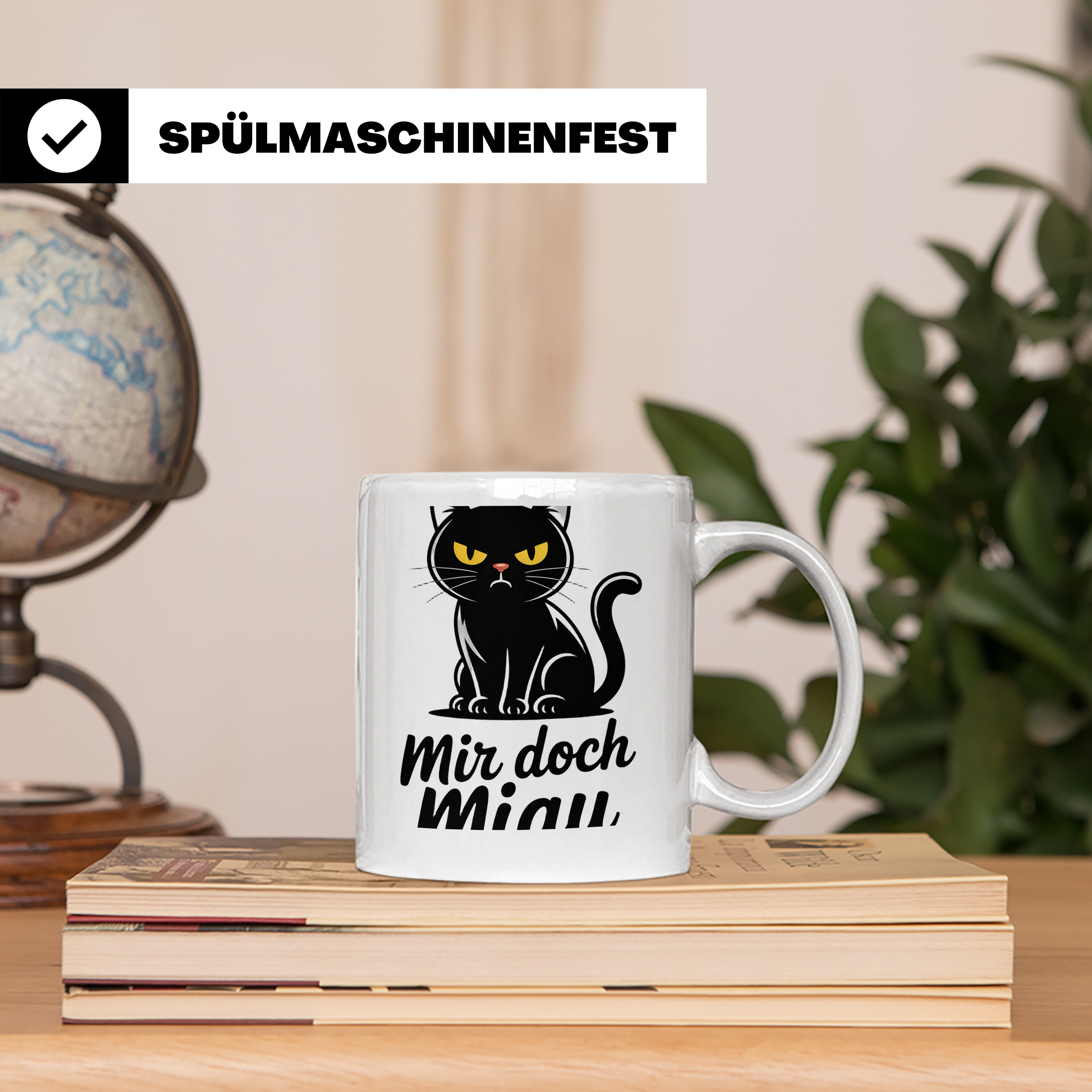 Mir doch Miau Tasse mit böser schwarzer Katze, sarkastischer – Weiß [farbe:weiß]
