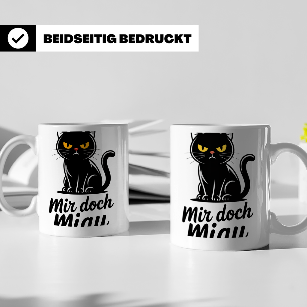 Mir doch Miau Tasse mit böser schwarzer Katze, sarkastischer – Weiß [farbe:weiß]