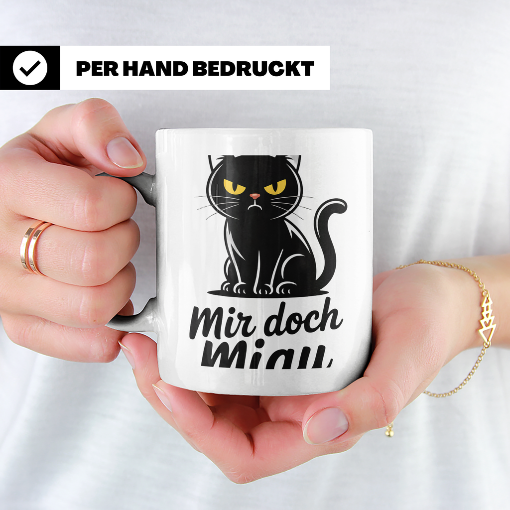 Mir doch Miau Tasse mit böser schwarzer Katze, sarkastischer – Weiß [farbe:weiß]