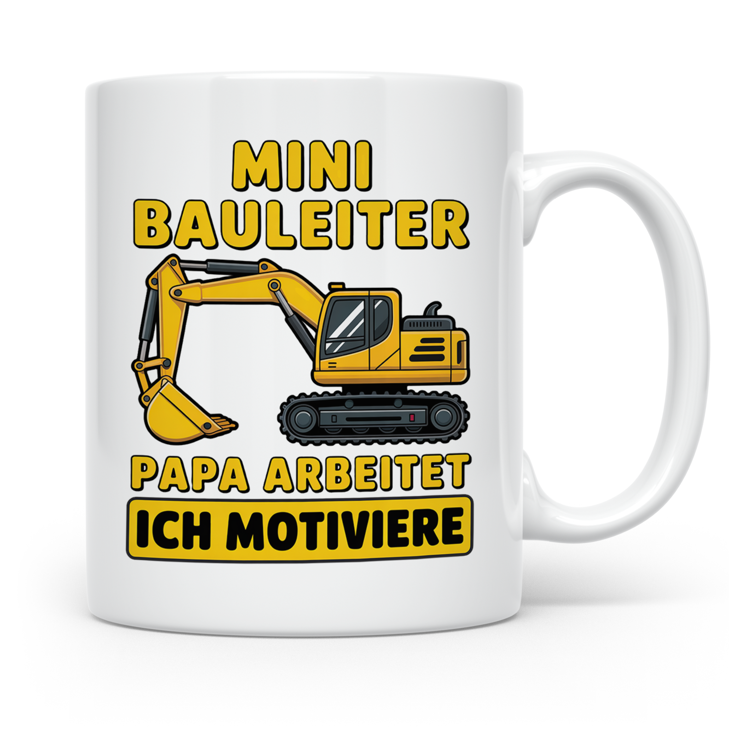 Mini Bauleiter Tasse für Papa Baggerfahrer Geschenk Vater vo – Weiß [farbe:weiß]
