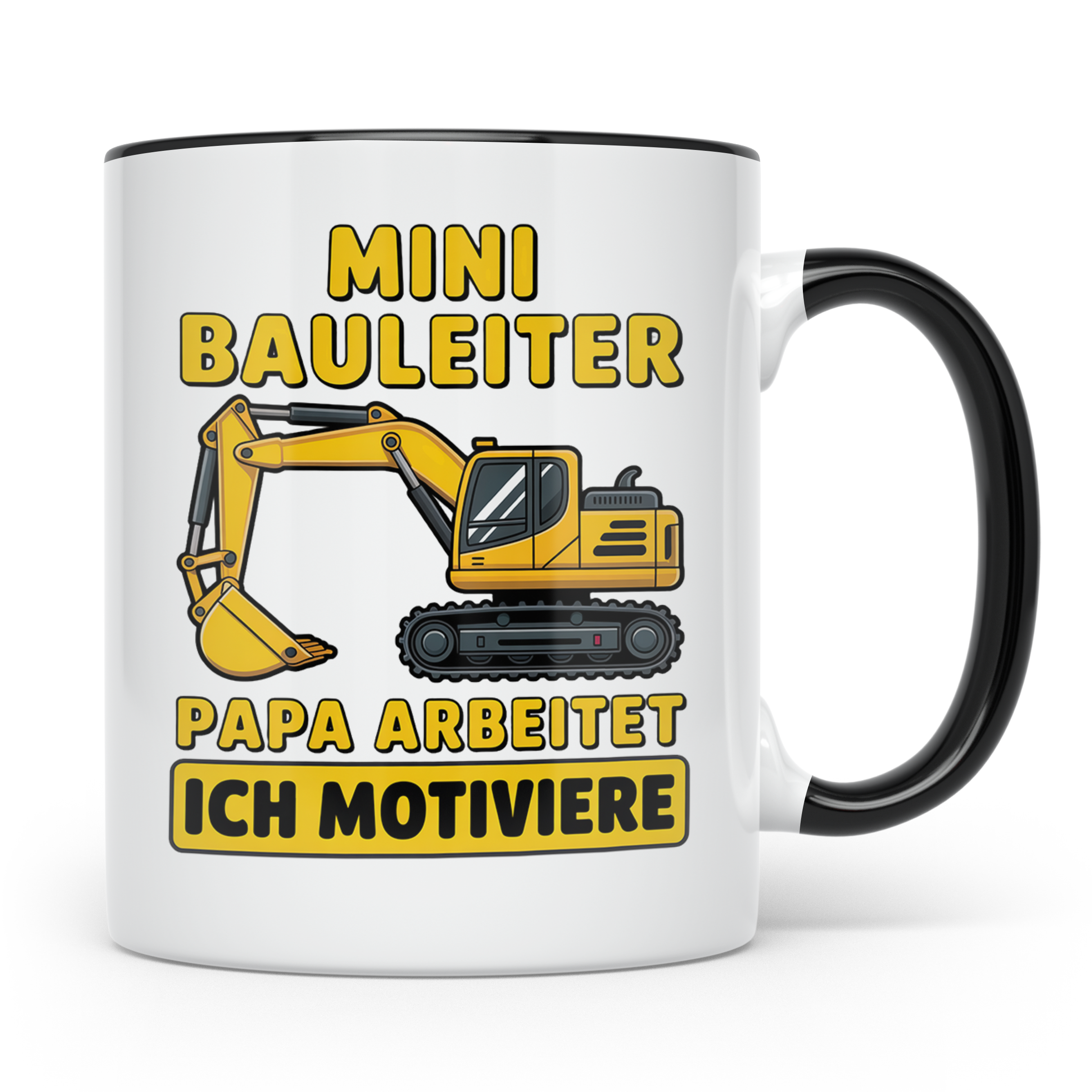 Mini Bauleiter Tasse für Papa Baggerfahrer Geschenk Vater vo – Schwarz [farbe:schwarz]
