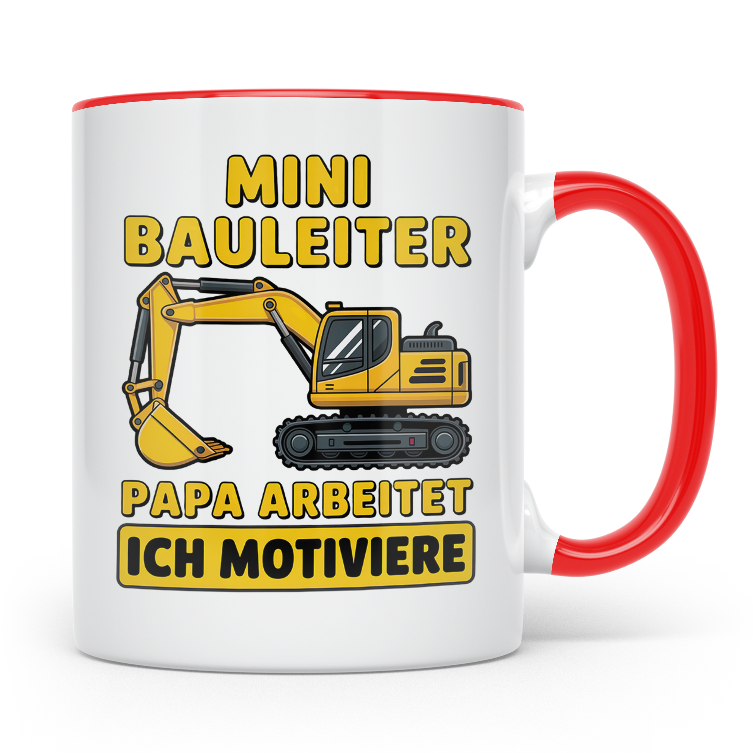 Mini Bauleiter Tasse für Papa Baggerfahrer Geschenk Vater vo – Rot [farbe:rot]
