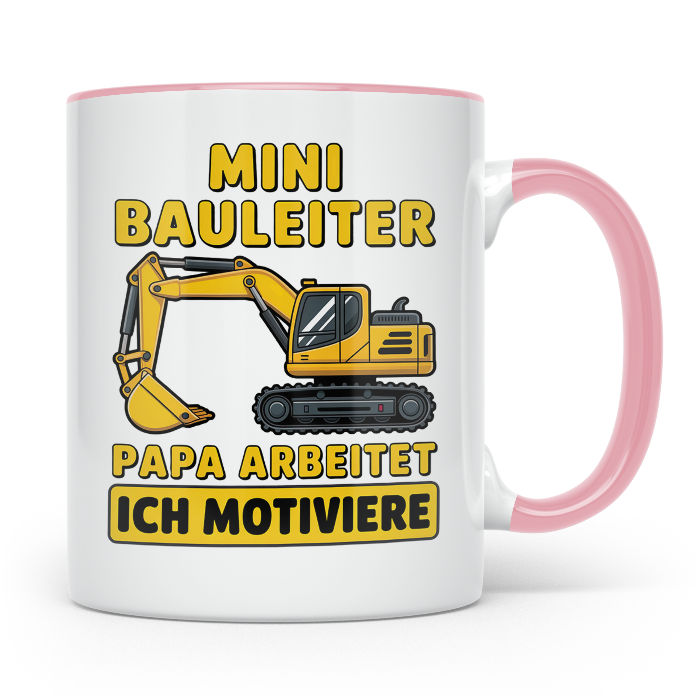 Mini Bauleiter Tasse für Papa Baggerfahrer Geschenk Vater vo – Rosa [farbe:rosa]