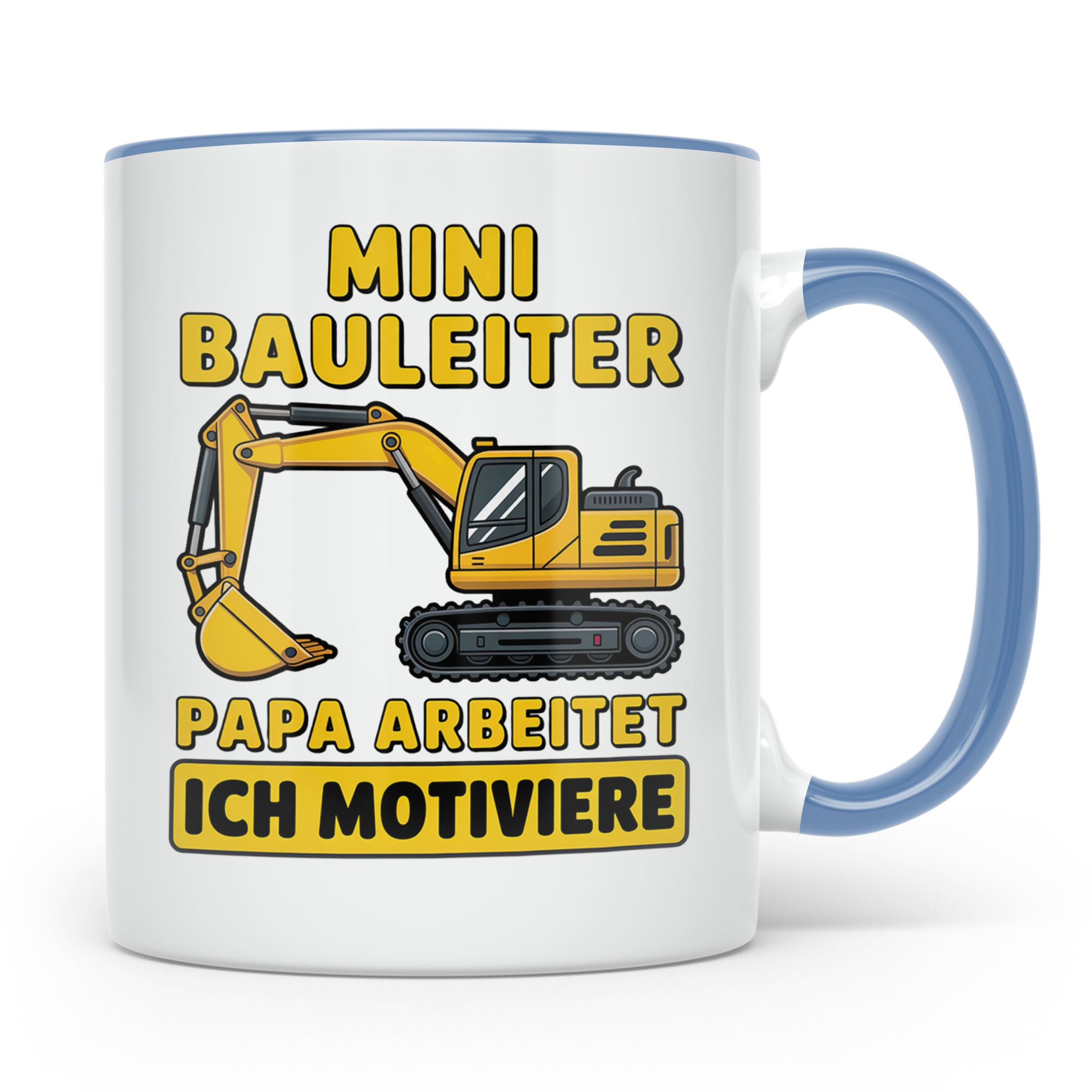 Mini Bauleiter Tasse für Papa Baggerfahrer Geschenk Vater vo – Blau [farbe:blau]