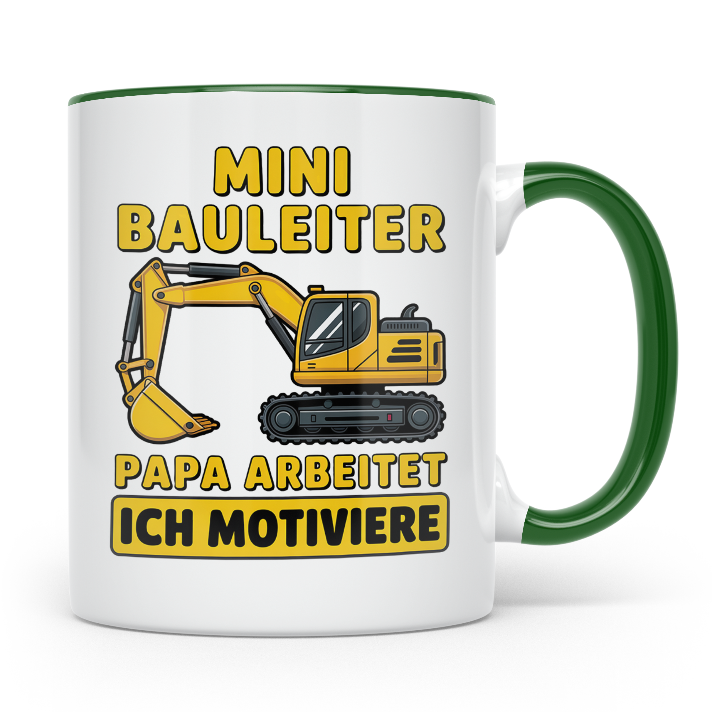 Mini Bauleiter Tasse für Papa Baggerfahrer Geschenk Vater vo – Grün [farbe:grün]