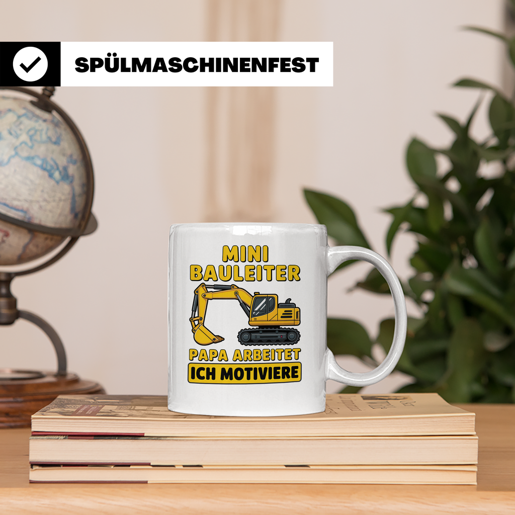 Mini Bauleiter Tasse für Papa Baggerfahrer Geschenk Vater vo – Weiß [farbe:weiß]