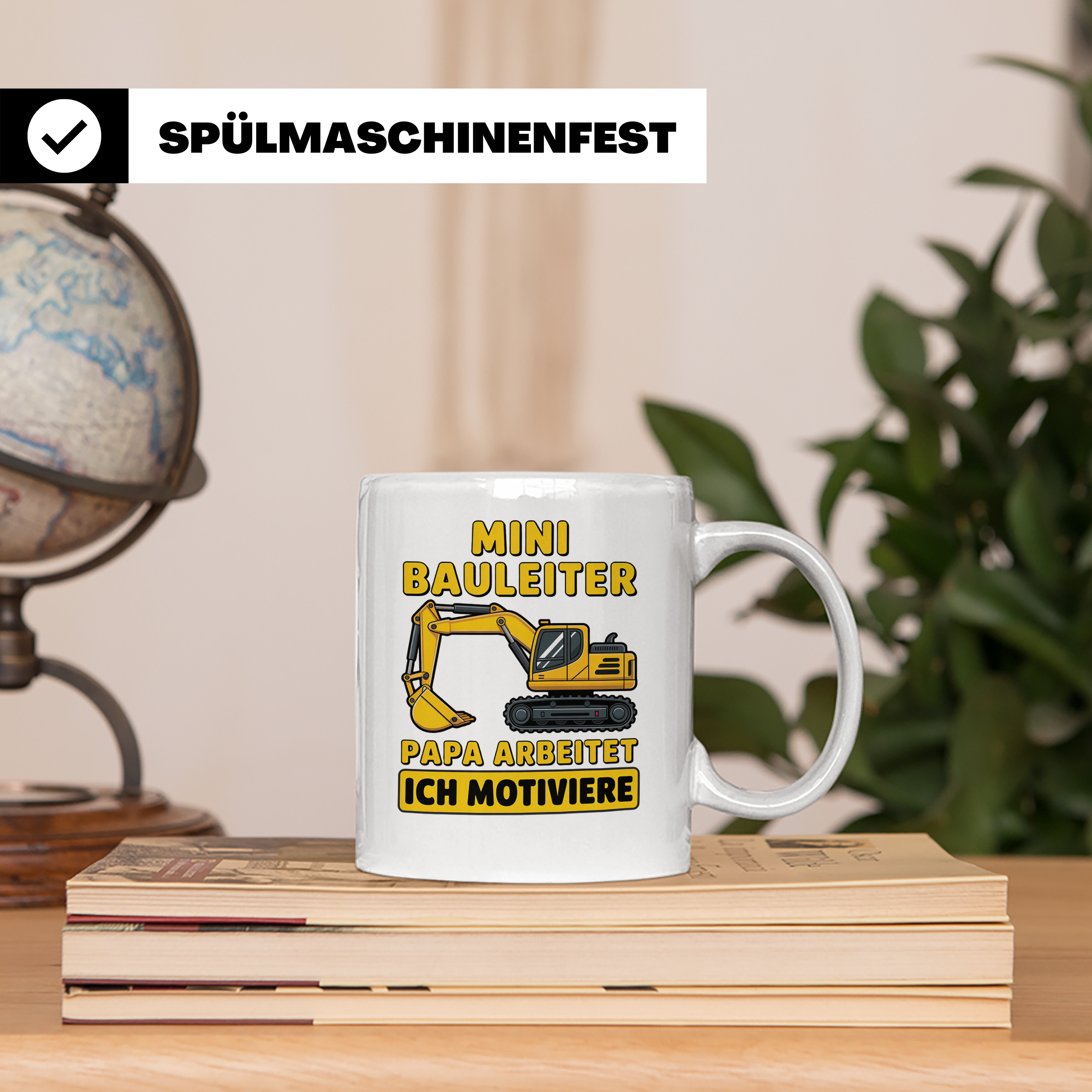 Mini Bauleiter Tasse für Papa Baggerfahrer Geschenk Vater vo – Weiß [farbe:weiß]