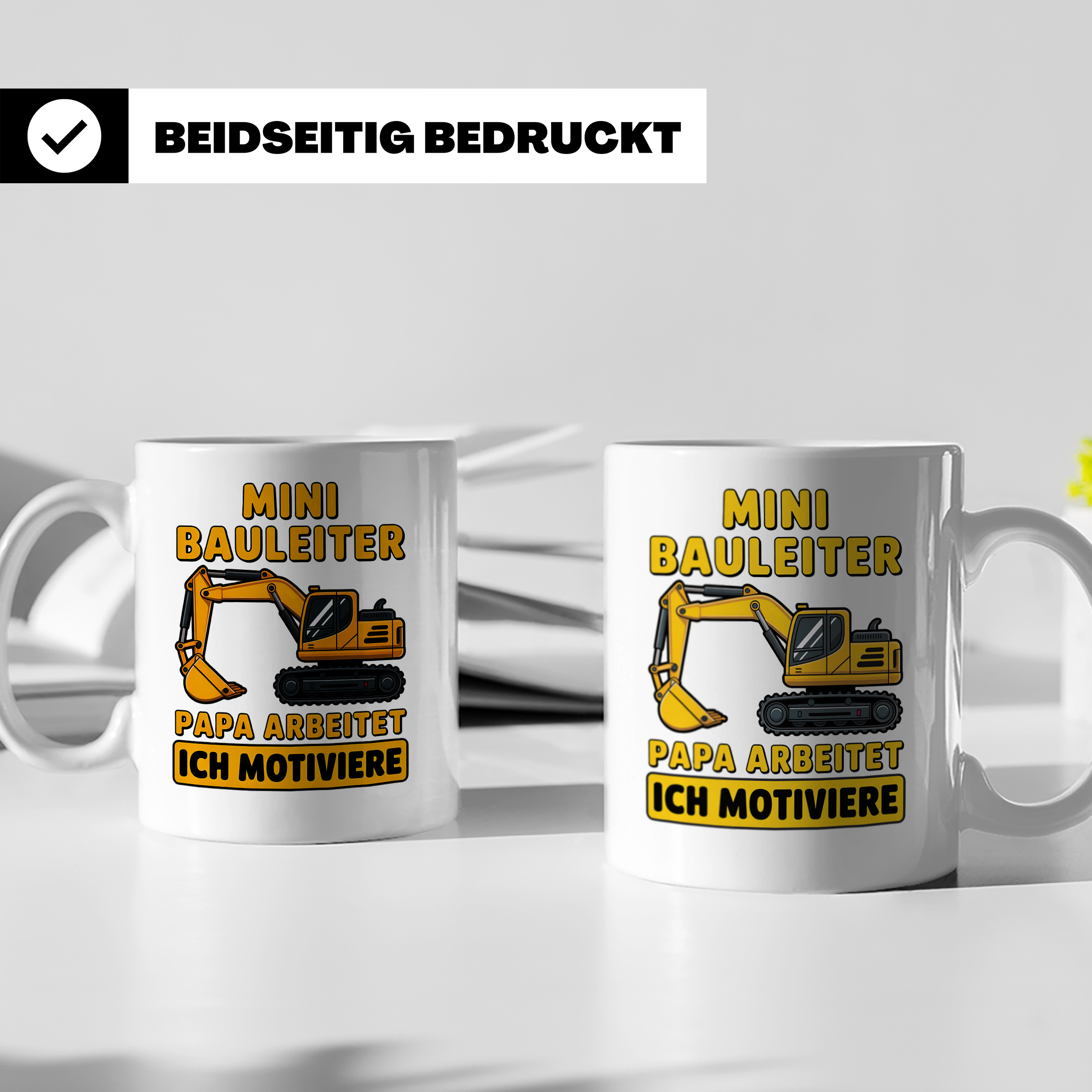 Mini Bauleiter Tasse für Papa Baggerfahrer Geschenk Vater vo – Weiß [farbe:weiß]