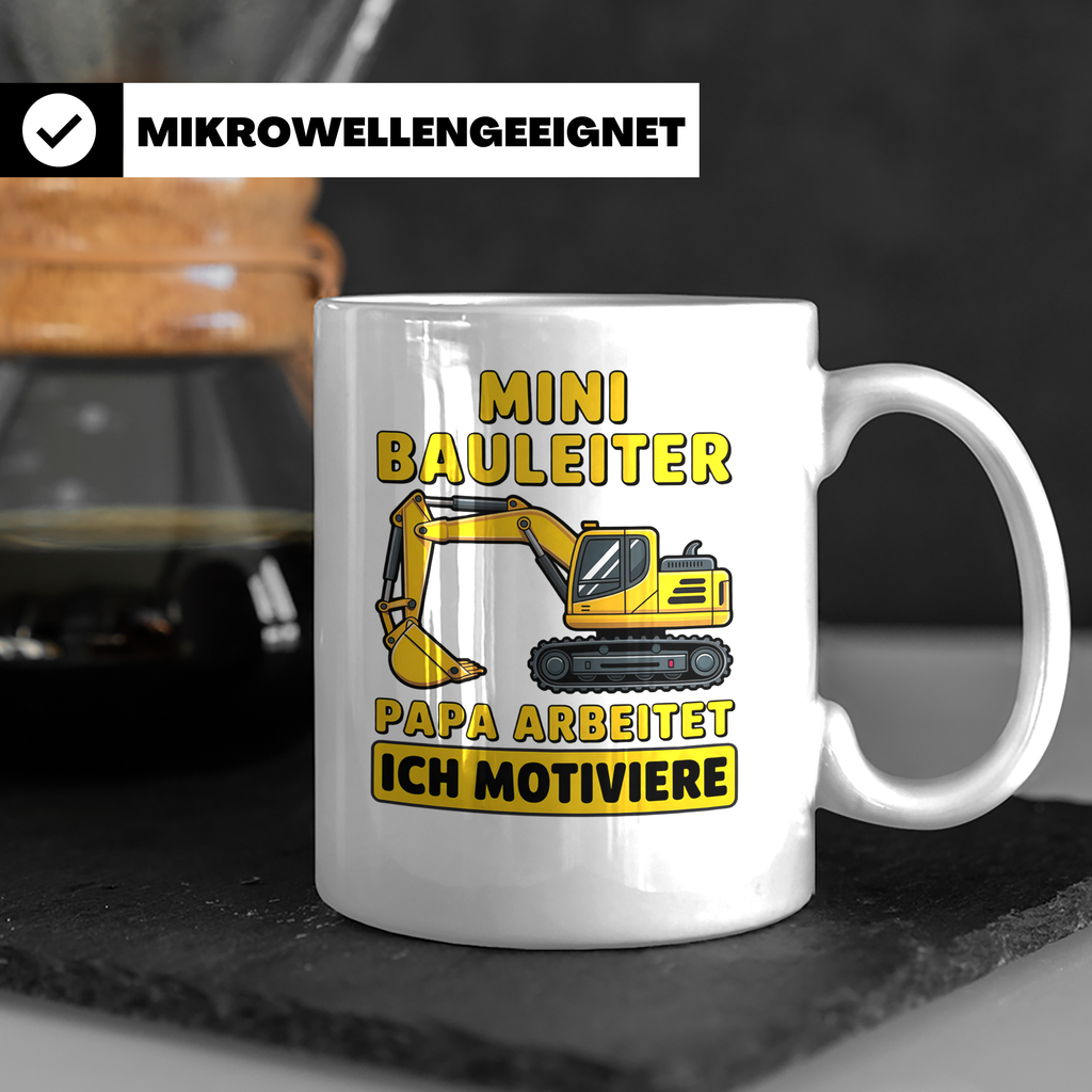 Mini Bauleiter Tasse für Papa Baggerfahrer Geschenk Vater vo – Weiß [farbe:weiß]