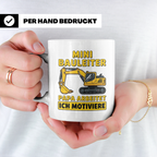 Mini Bauleiter Tasse für Papa Baggerfahrer Geschenk Vater vo – Weiß [farbe:weiß]