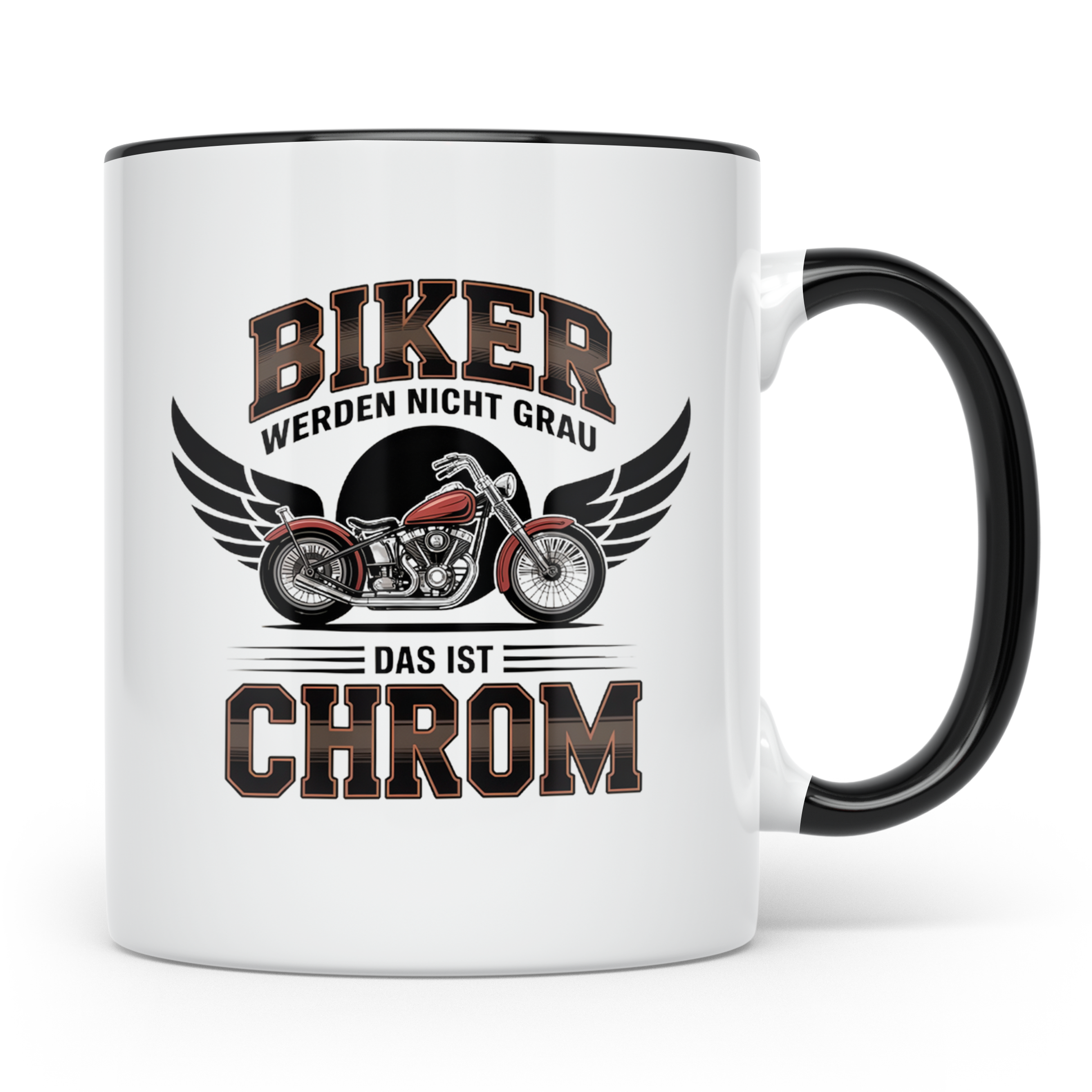 Biker Tasse 'werden nicht grau das ist Chrom' | Lustiges Mot – Schwarz [farbe:schwarz]