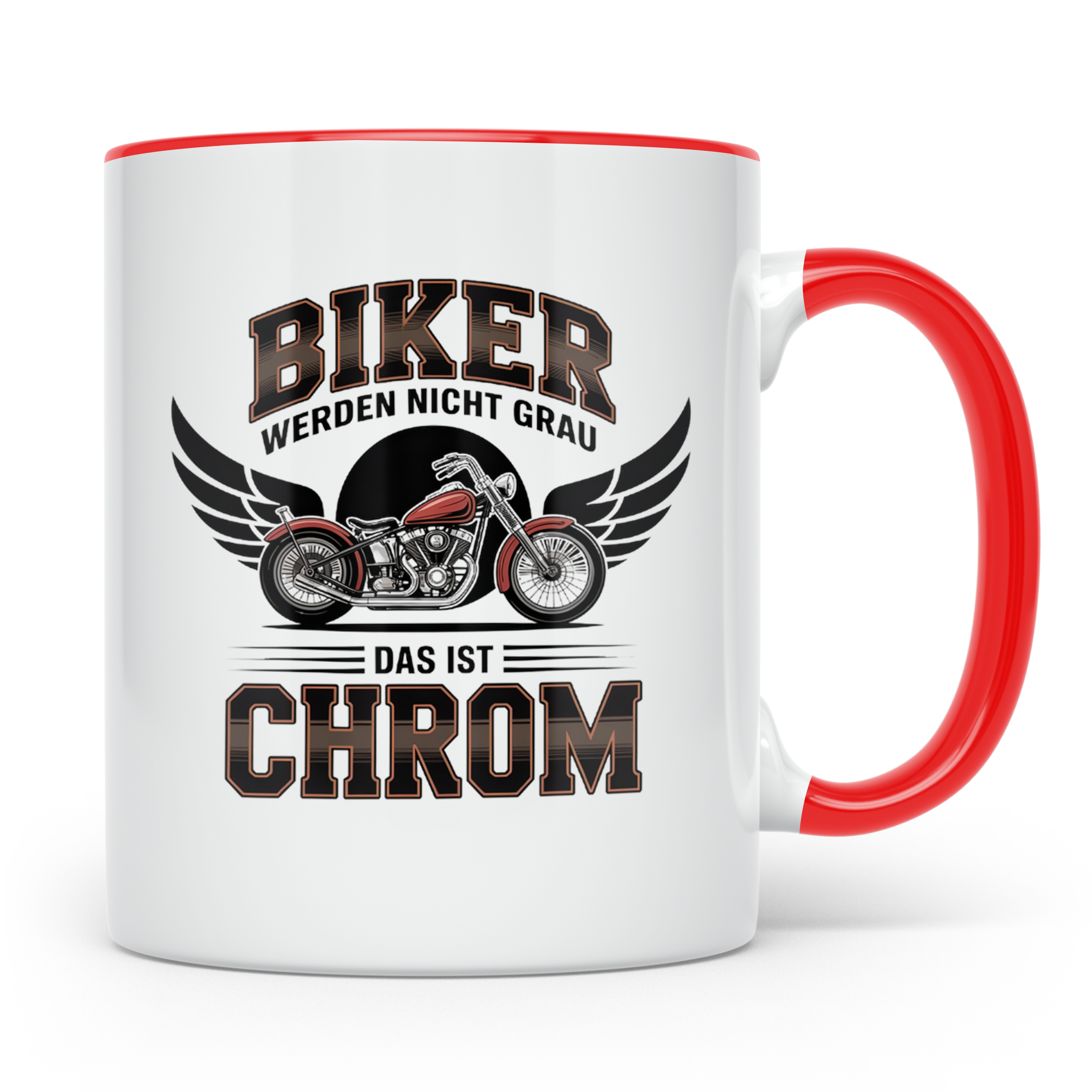 Biker Tasse 'werden nicht grau das ist Chrom' | Lustiges Mot – Rot [farbe:rot]
