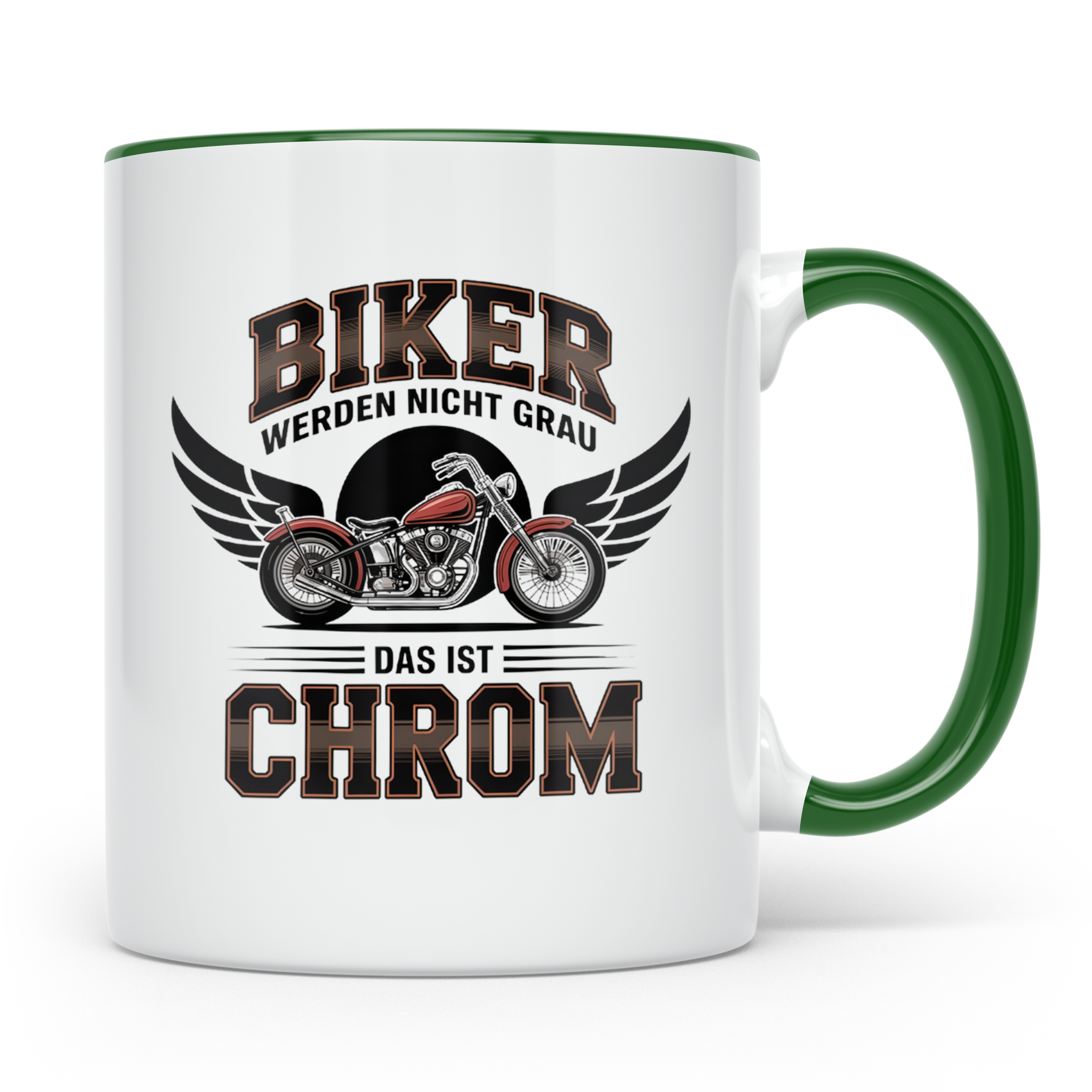 Biker Tasse 'werden nicht grau das ist Chrom' | Lustiges Mot – Grün [farbe:grün]