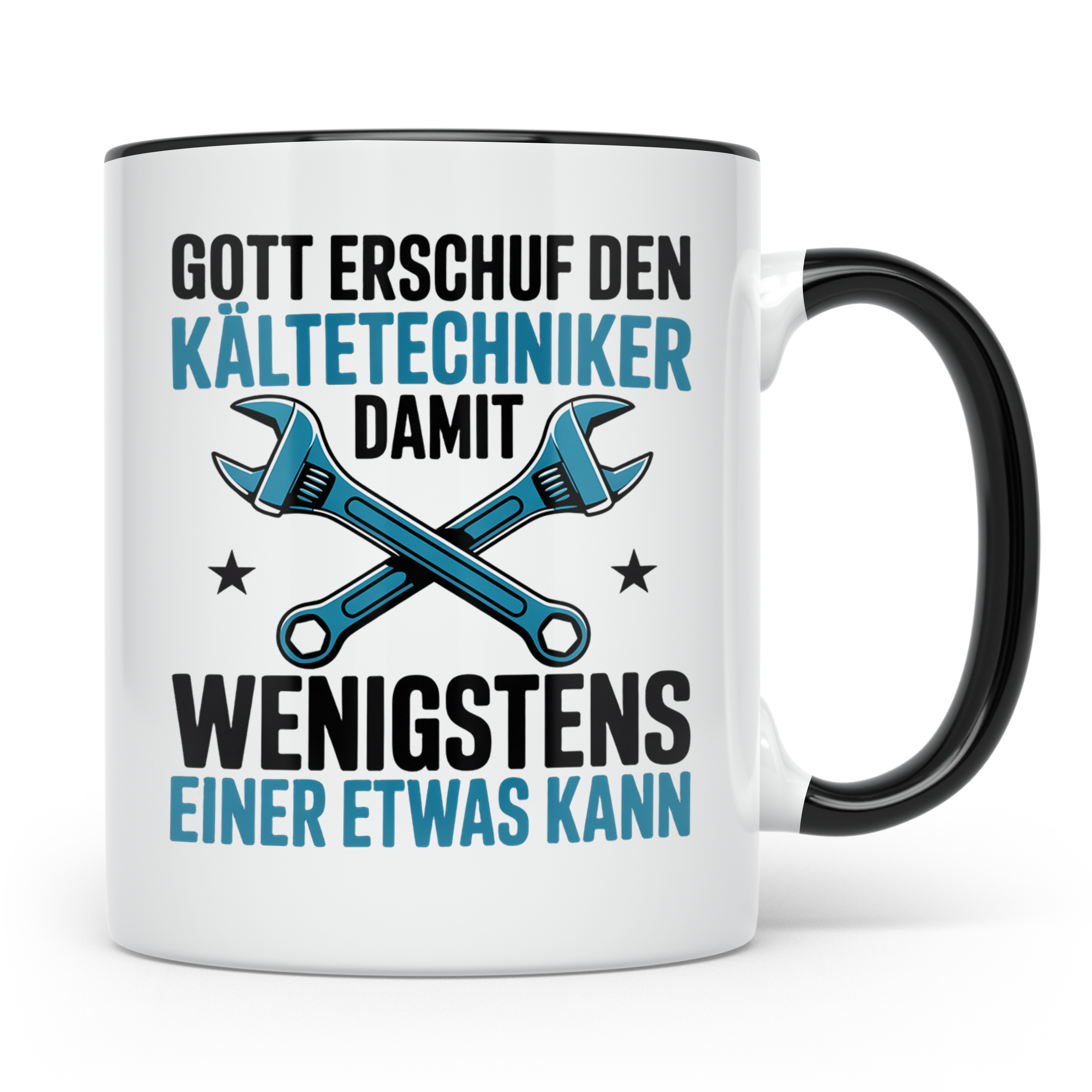 Kältetechniker Tasse Gott erschuf Spruch Kaffeebecher Gesche – Schwarz [farbe:schwarz]