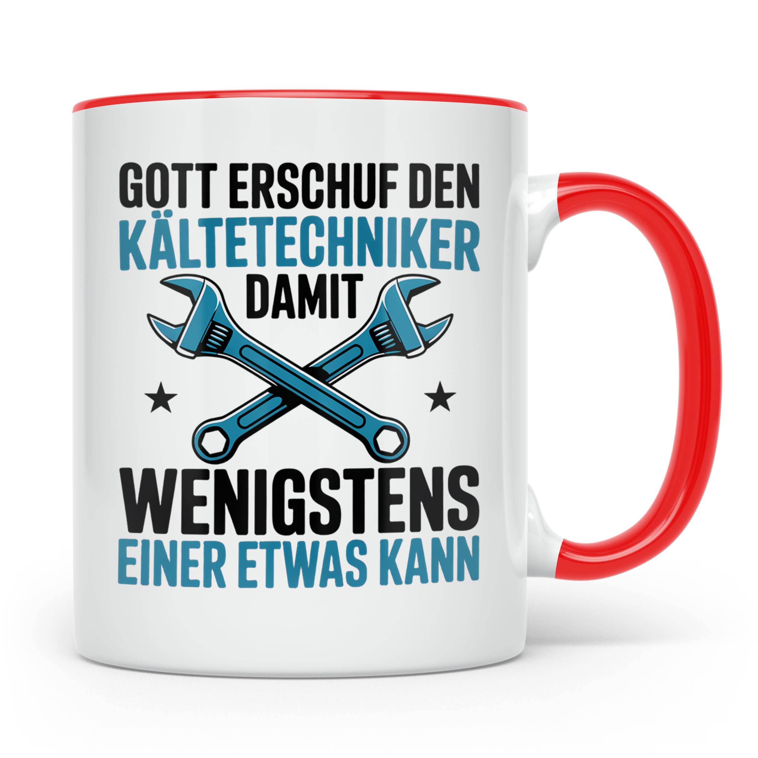 Kältetechniker Tasse Gott erschuf Spruch Kaffeebecher Gesche – Rot [farbe:rot]