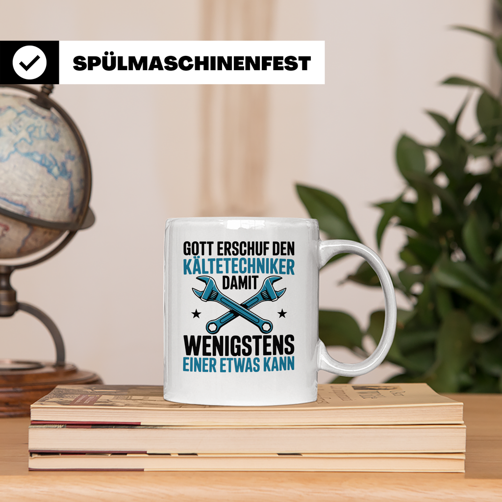 Kältetechniker Tasse Gott erschuf Spruch Kaffeebecher Gesche – Weiß [farbe:weiß]