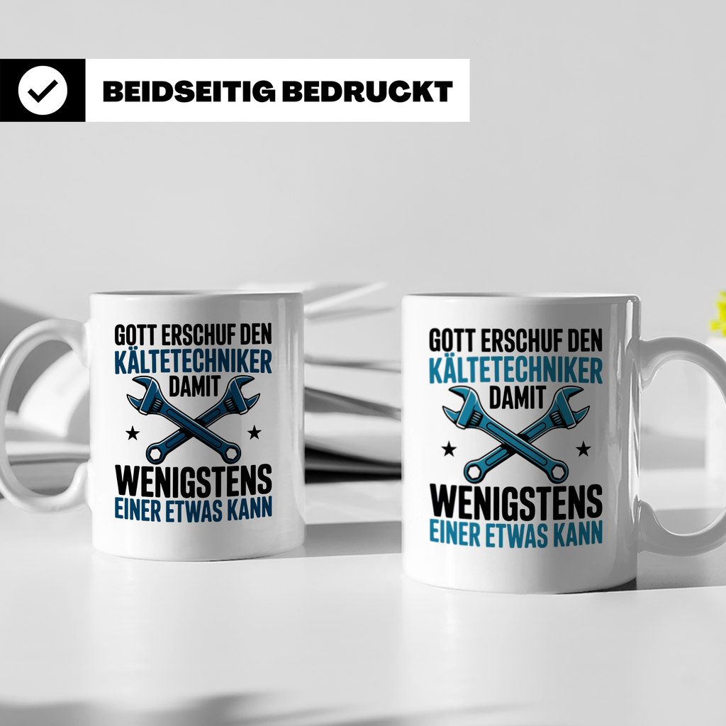 Kältetechniker Tasse Gott erschuf Spruch Kaffeebecher Gesche – Weiß [farbe:weiß]
