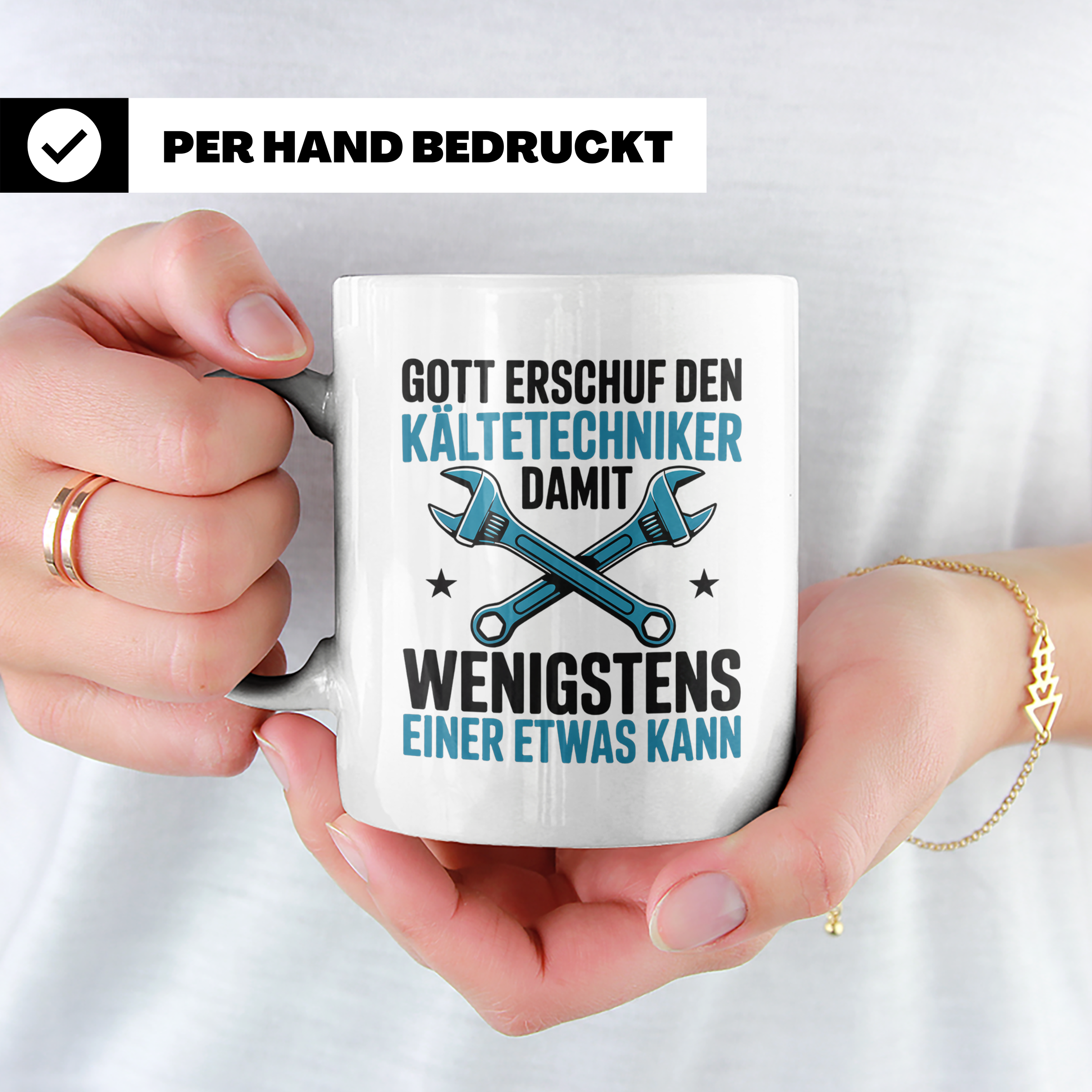 Kältetechniker Tasse Gott erschuf Spruch Kaffeebecher Gesche – Weiß [farbe:weiß]