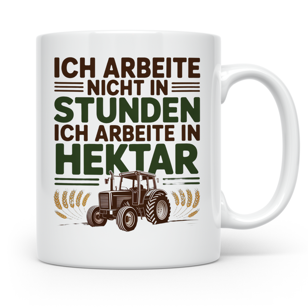 Landwirt Tasse Ich arbeite in Hektar Spruch, Geschenk für Ba – Weiß [farbe:weiß]