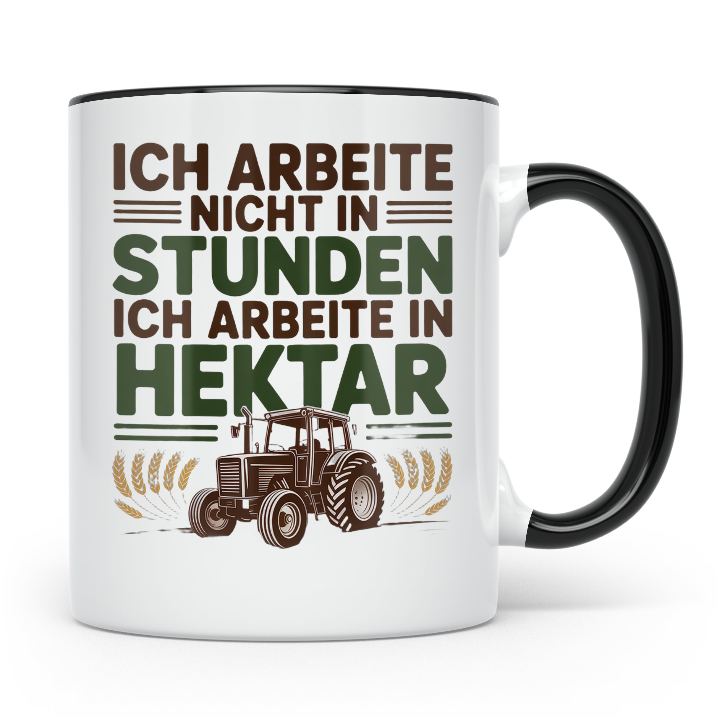 Landwirt Tasse Ich arbeite in Hektar Spruch, Geschenk für Ba – Schwarz [farbe:schwarz]