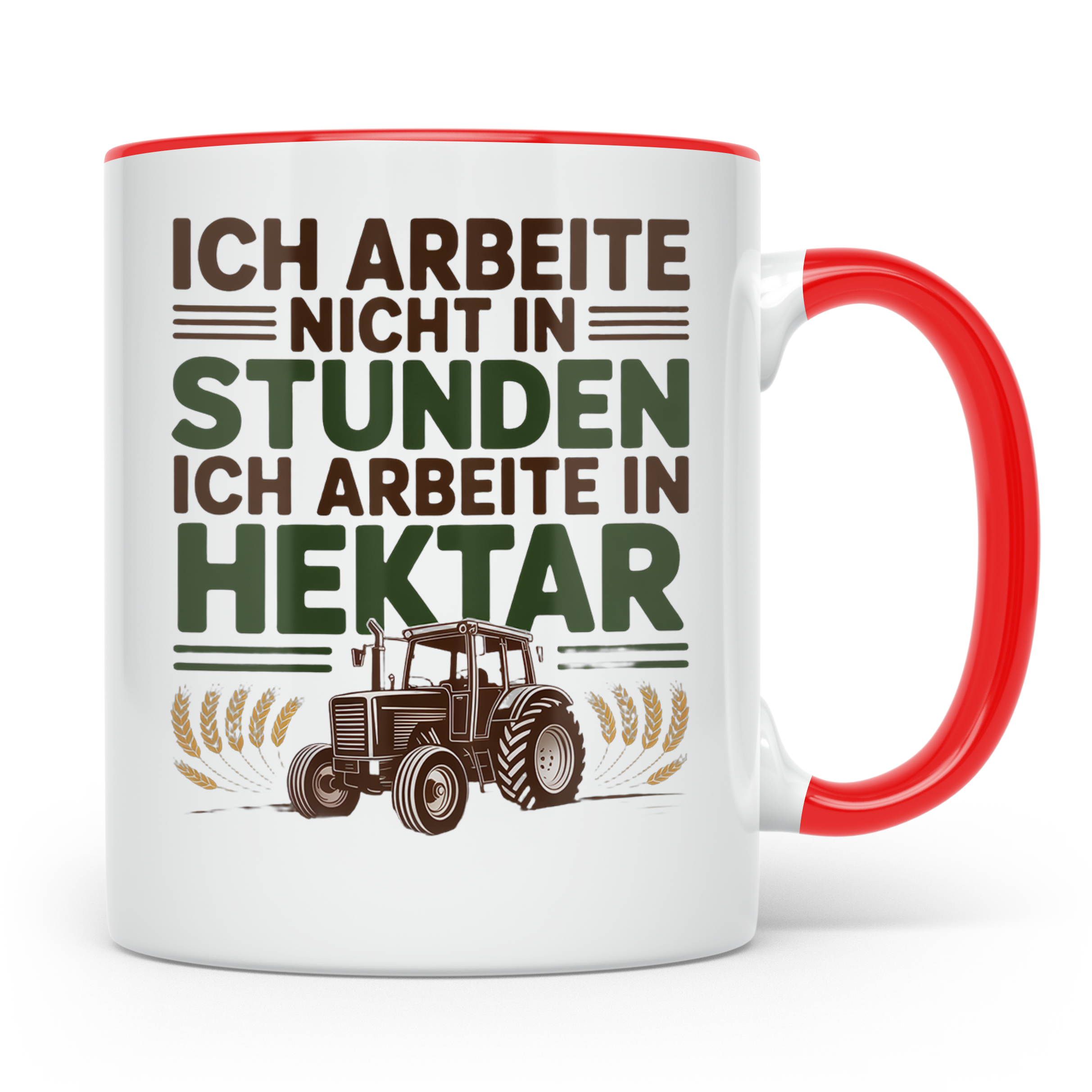 Landwirt Tasse Ich arbeite in Hektar Spruch, Geschenk für Ba – Rot [farbe:rot]