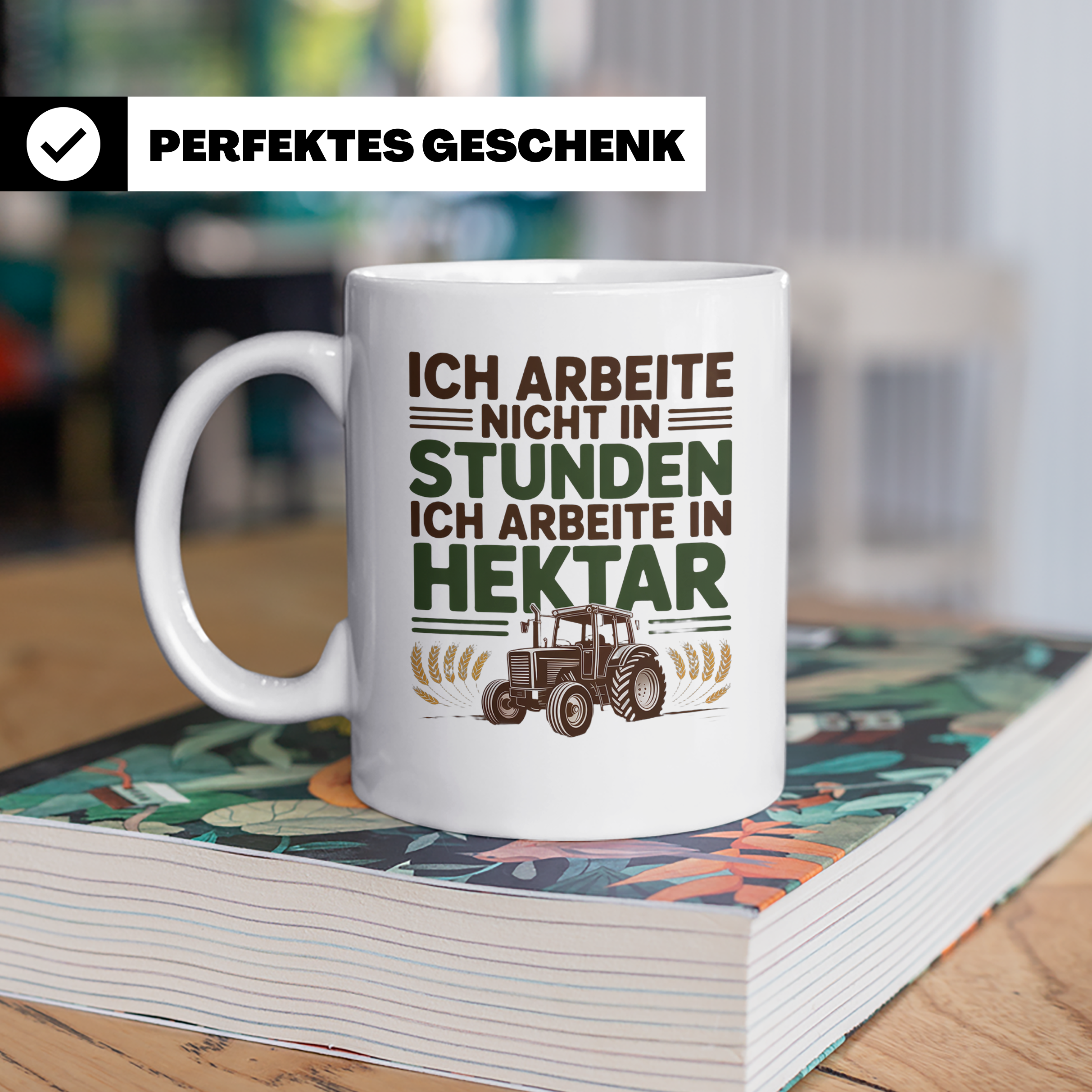 Landwirt Tasse Ich arbeite in Hektar Spruch, Geschenk für Ba – Weiß [farbe:weiß]