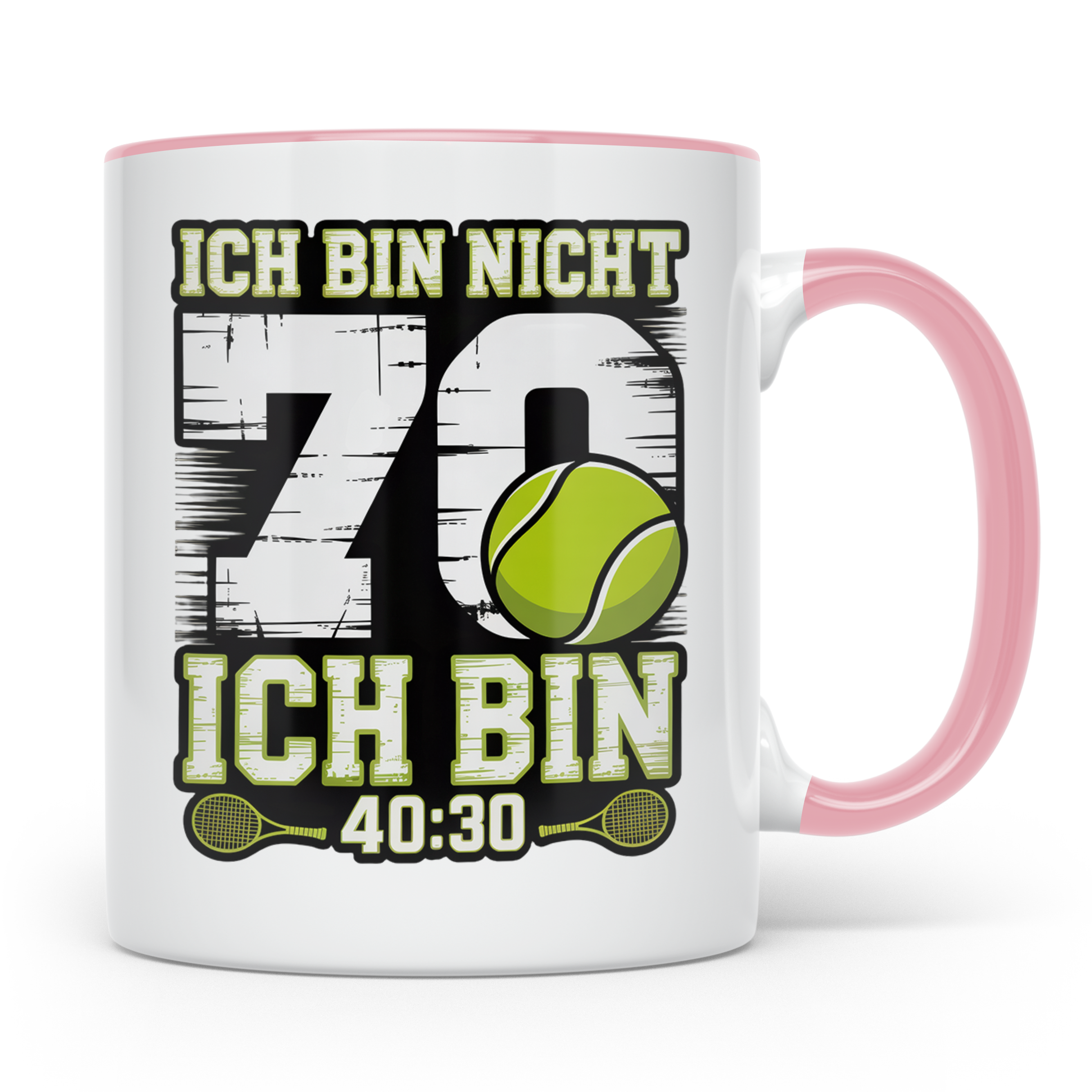 70. Geburtstag Tasse Tennisspieler lustiger Spruch Ich bin 4 – Rosa [farbe:rosa]