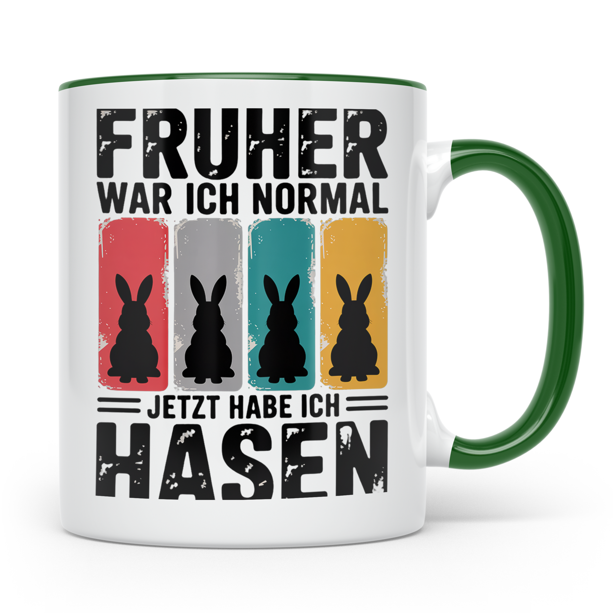 Hasen Tasse Früher war ich normal jetzt habe ich Hasen lusti – Grün [farbe:grün]
