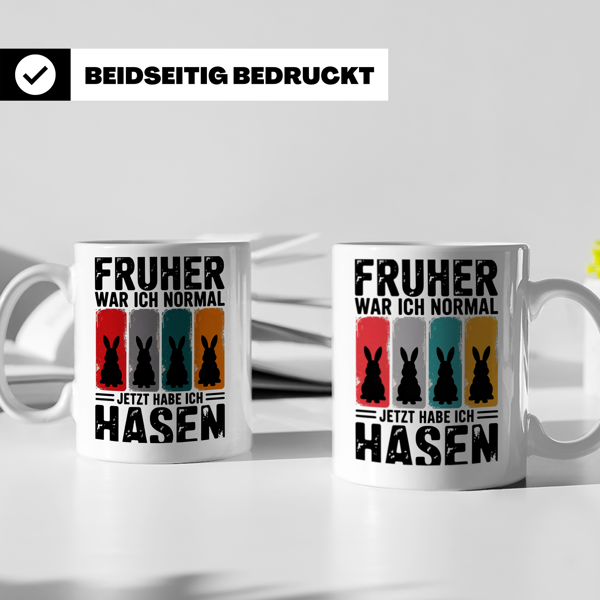 Hasen Tasse Früher war ich normal jetzt habe ich Hasen lusti – Weiß [farbe:weiß]