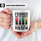 Hasen Tasse Früher war ich normal jetzt habe ich Hasen lusti – Weiß [farbe:weiß]
