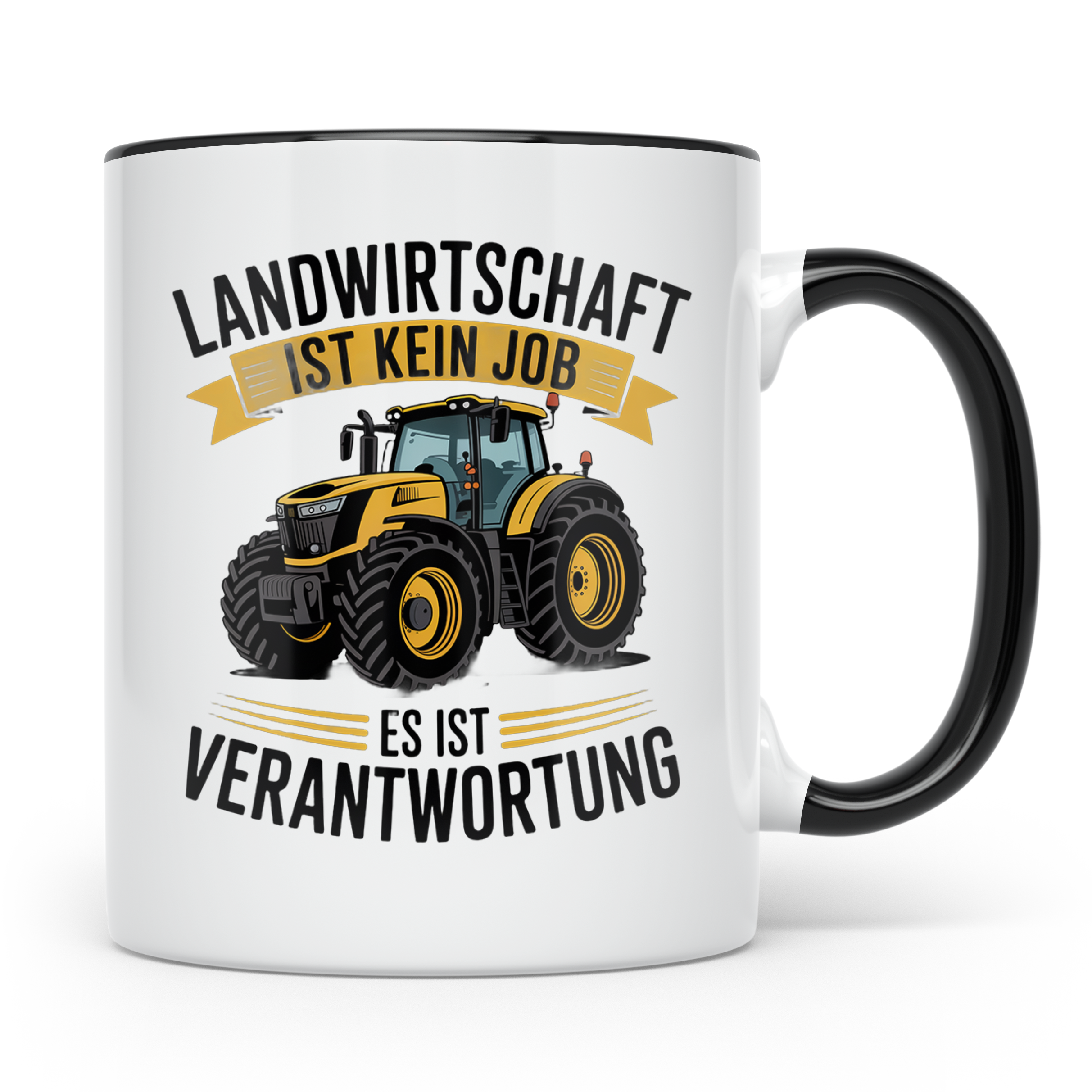 Landwirt Tasse mit Traktor Spruch Landwirtschaft ist Verantw – Schwarz [farbe:schwarz]