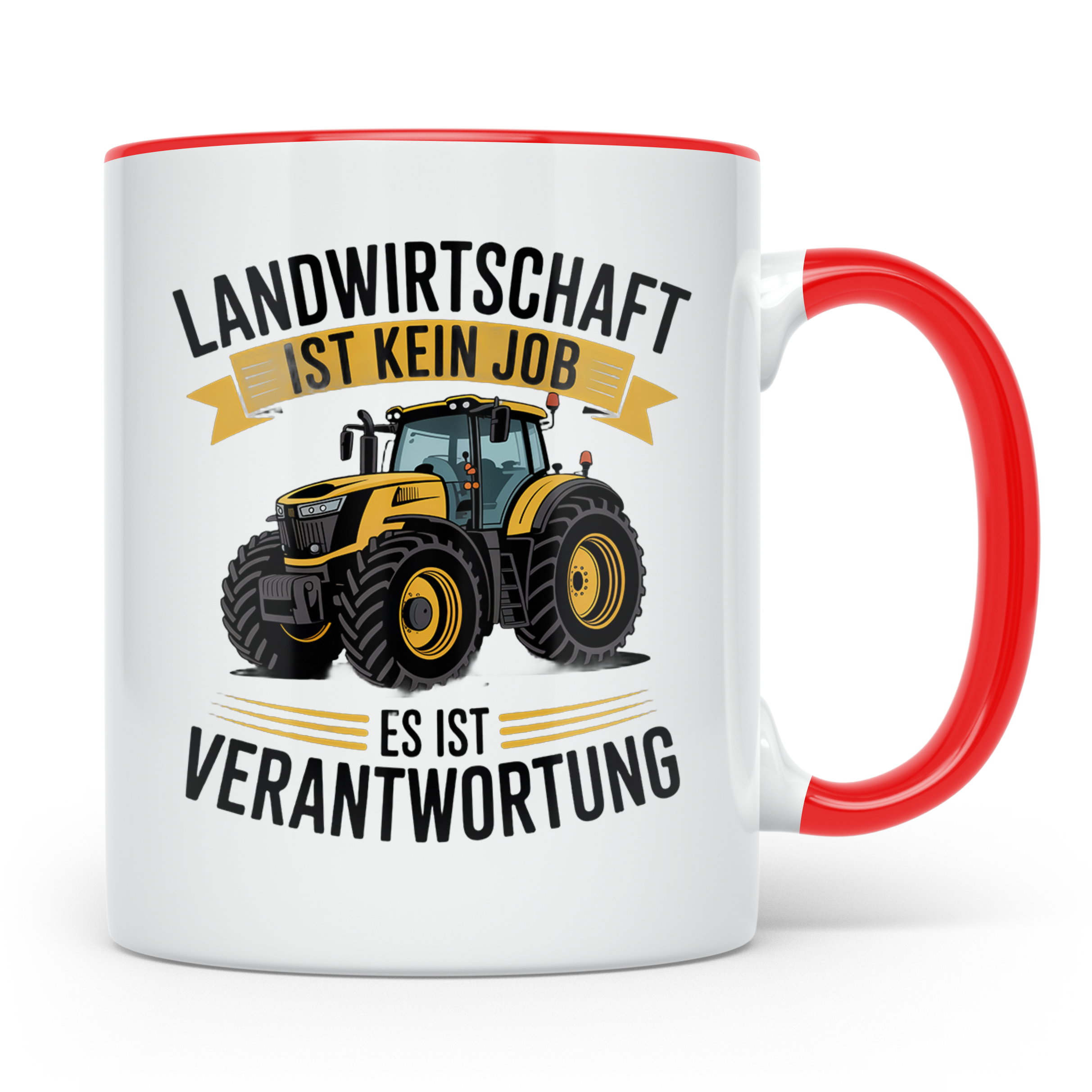 Landwirt Tasse mit Traktor Spruch Landwirtschaft ist Verantw – Rot [farbe:rot]