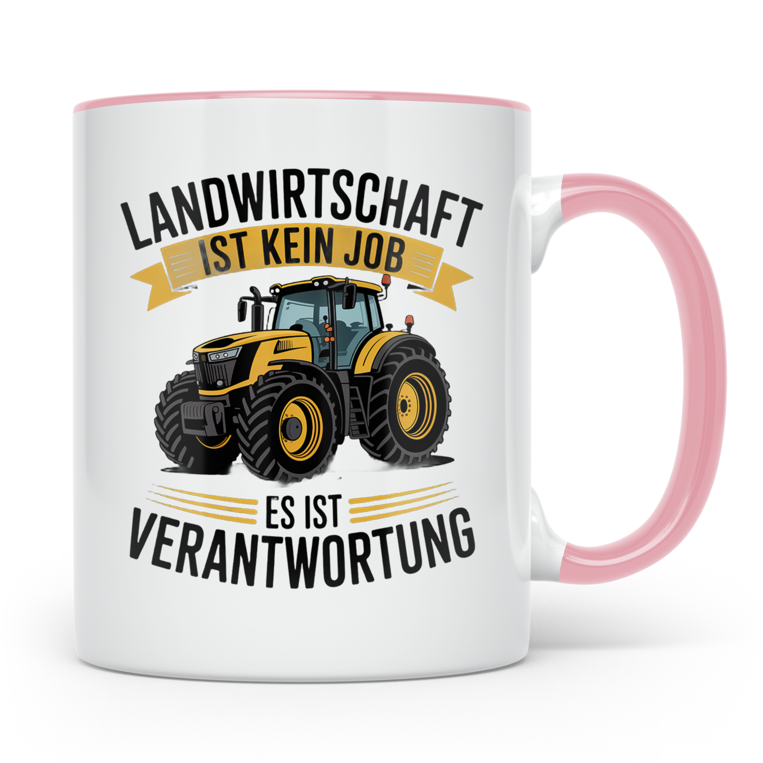 Landwirt Tasse mit Traktor Spruch Landwirtschaft ist Verantw – Rosa [farbe:rosa]