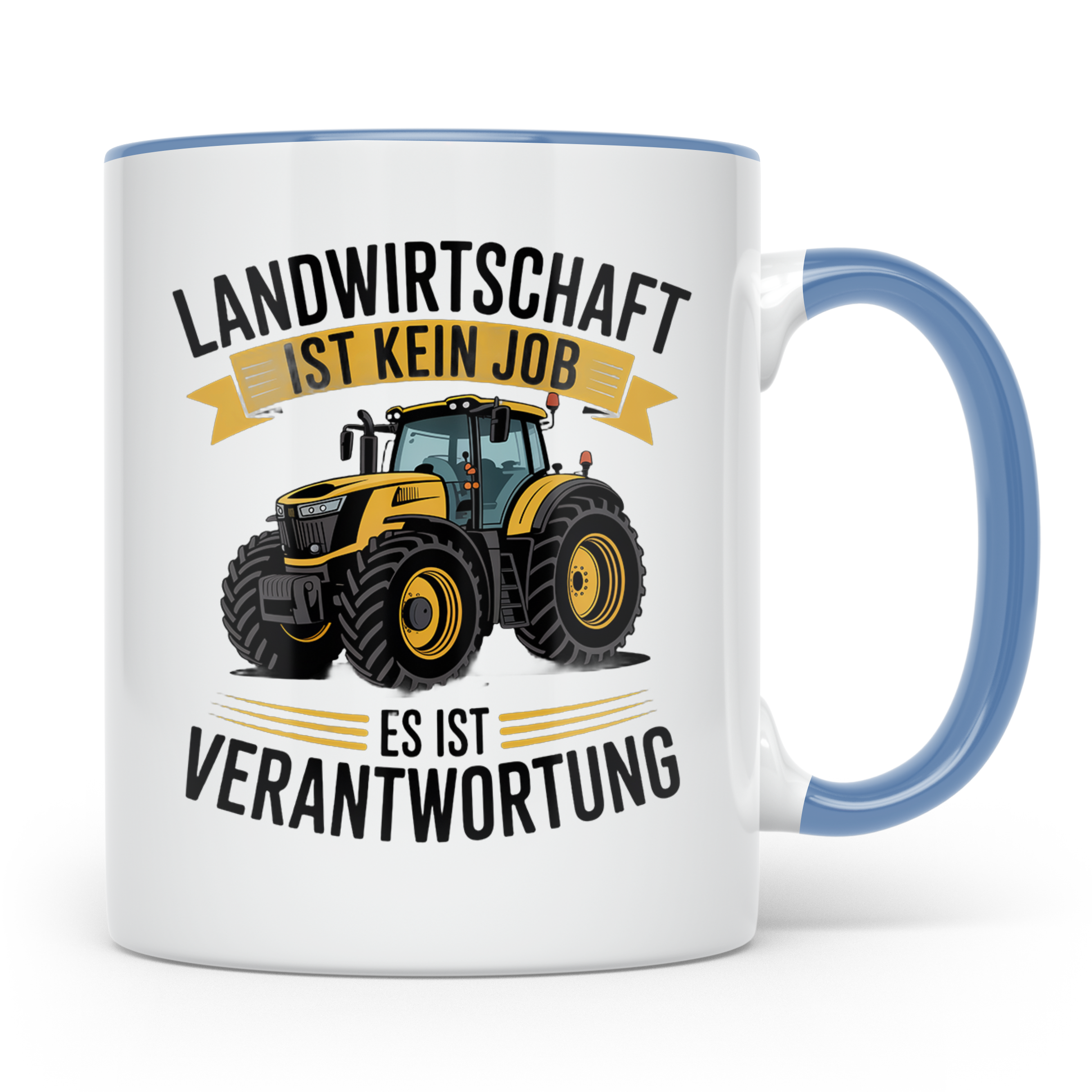 Landwirt Tasse mit Traktor Spruch Landwirtschaft ist Verantw – Blau [farbe:blau]