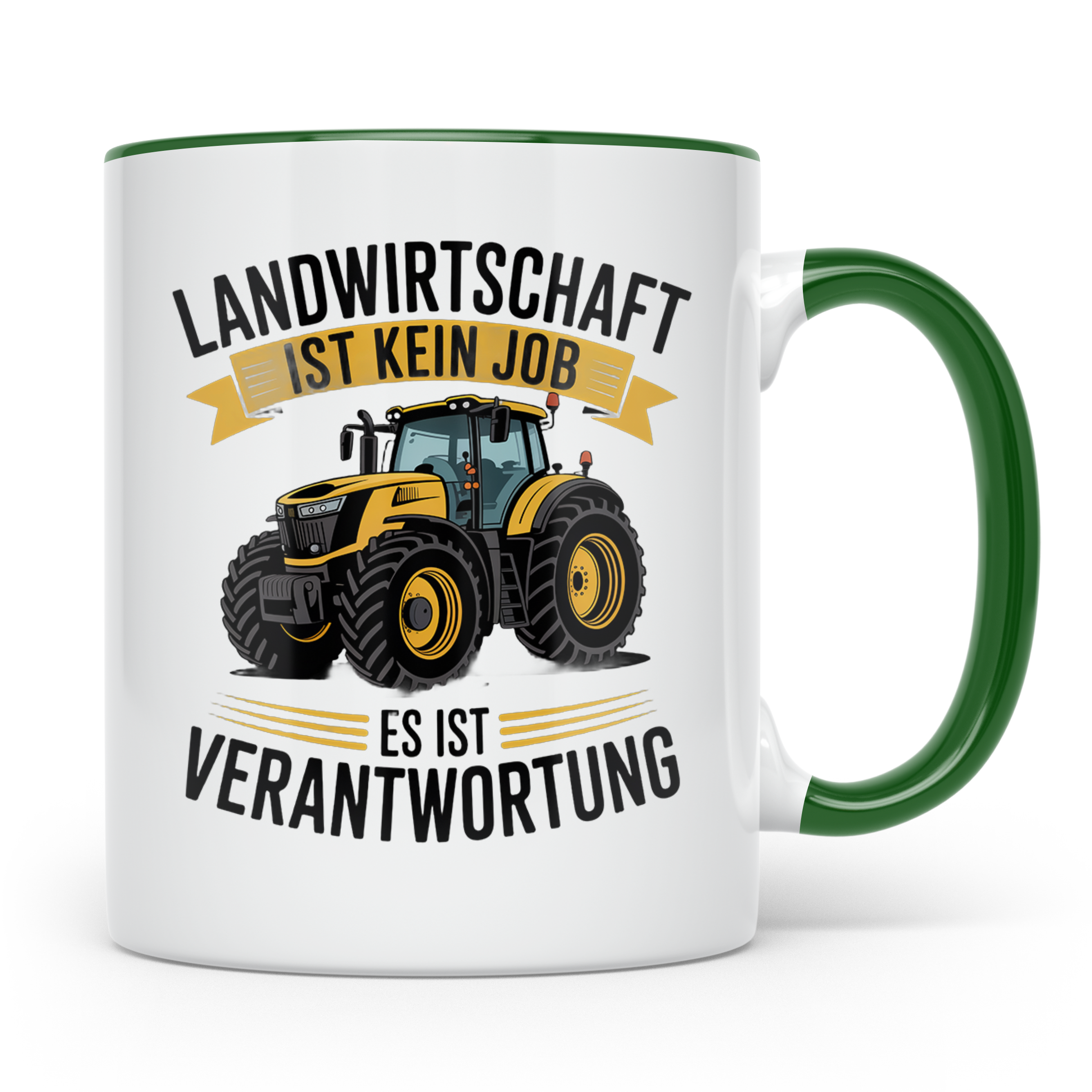Landwirt Tasse mit Traktor Spruch Landwirtschaft ist Verantw – Grün [farbe:grün]