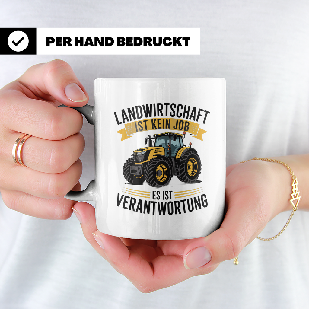 Landwirt Tasse mit Traktor Spruch Landwirtschaft ist Verantw – Weiß [farbe:weiß]