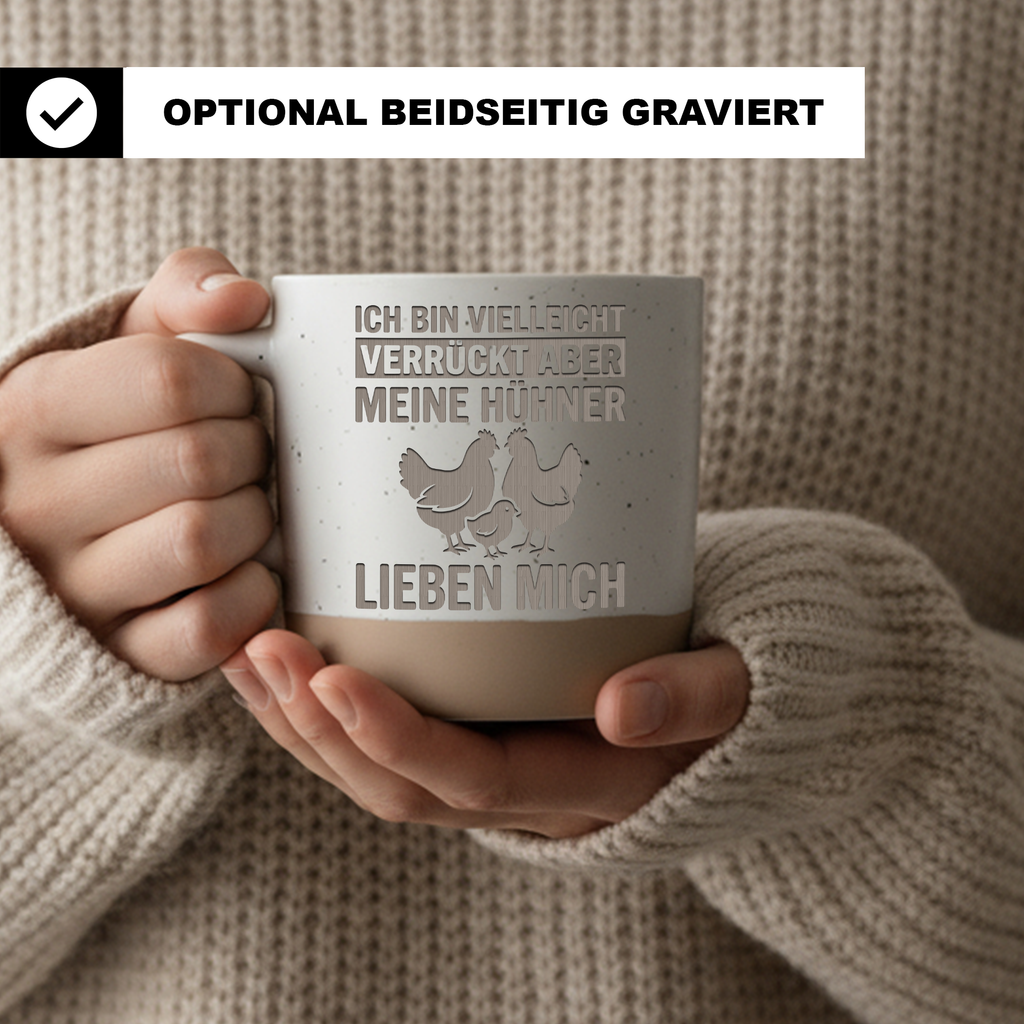 Hühner Tasse Lustig Ich bin vielleicht verrückt aber meine Hühner lieb – Bild 2