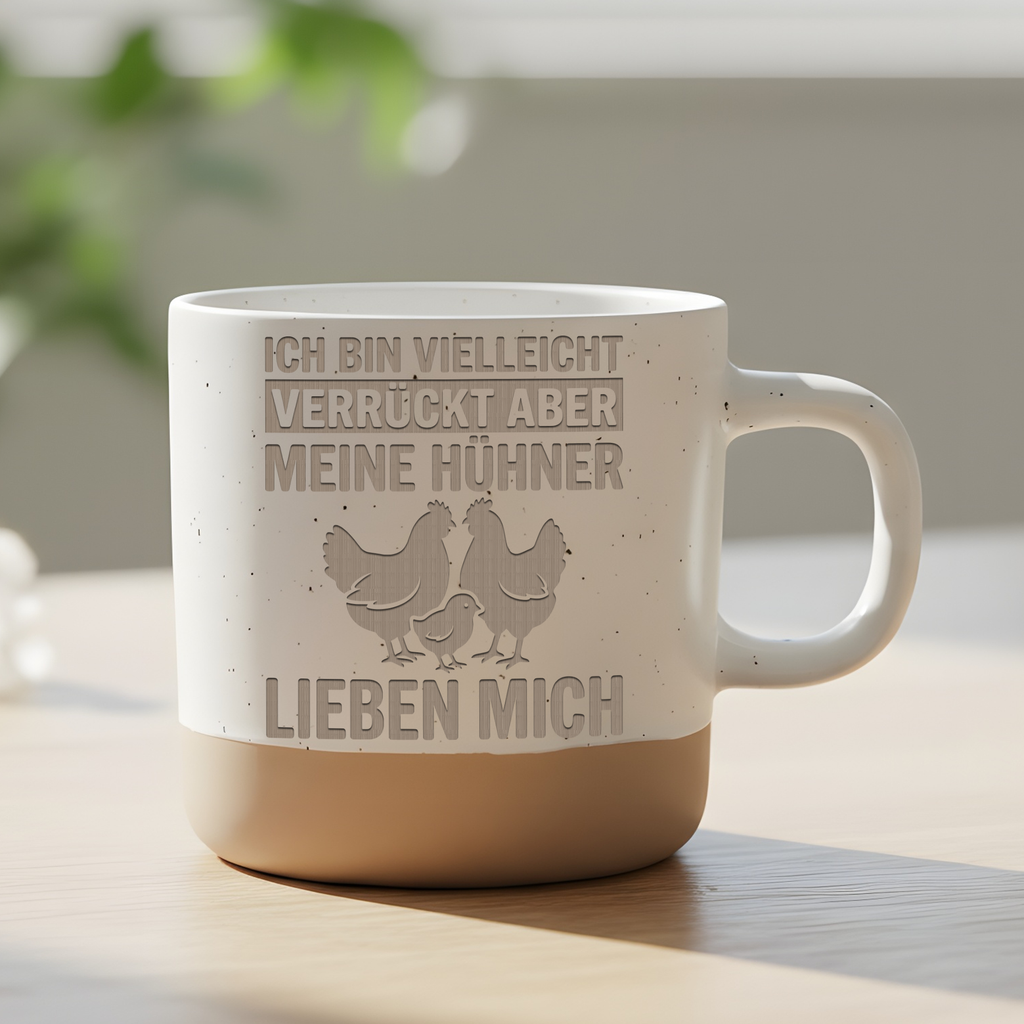 Hühner Tasse Lustig Ich bin vielleicht verrückt aber meine Hühner lieb – Bild 6