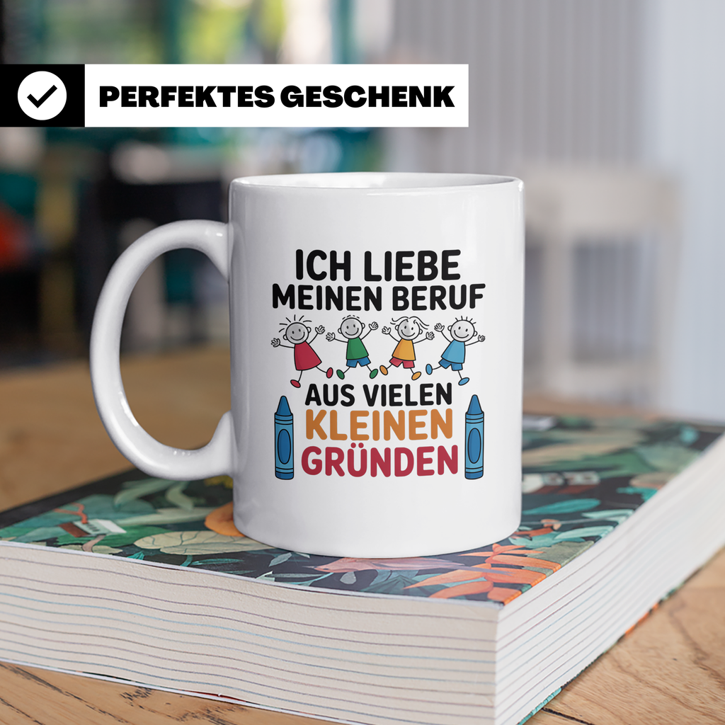Erzieherin Tasse mit Spruch Ich liebe meinen Beruf Geschenk  – Weiß [farbe:weiß]