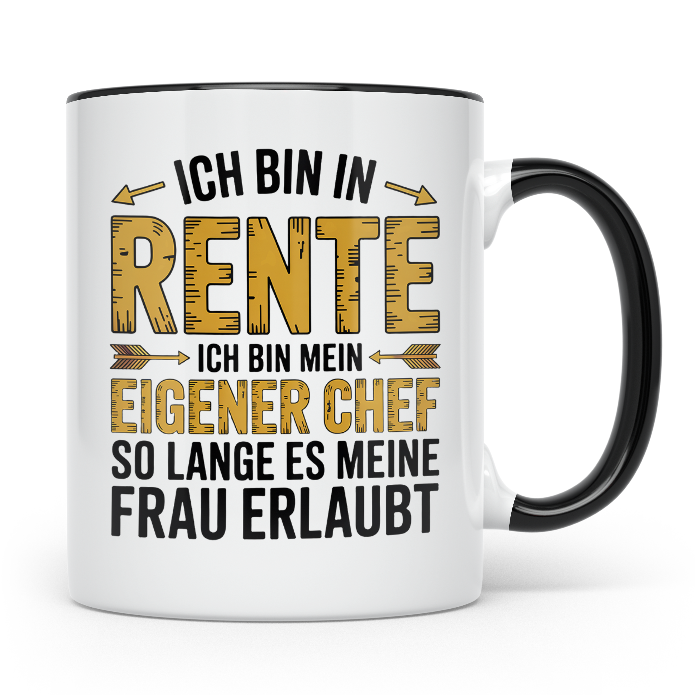 Rentner Tasse mit Spruch Ich bin mein eigener Chef | Geschen – Schwarz [farbe:schwarz]