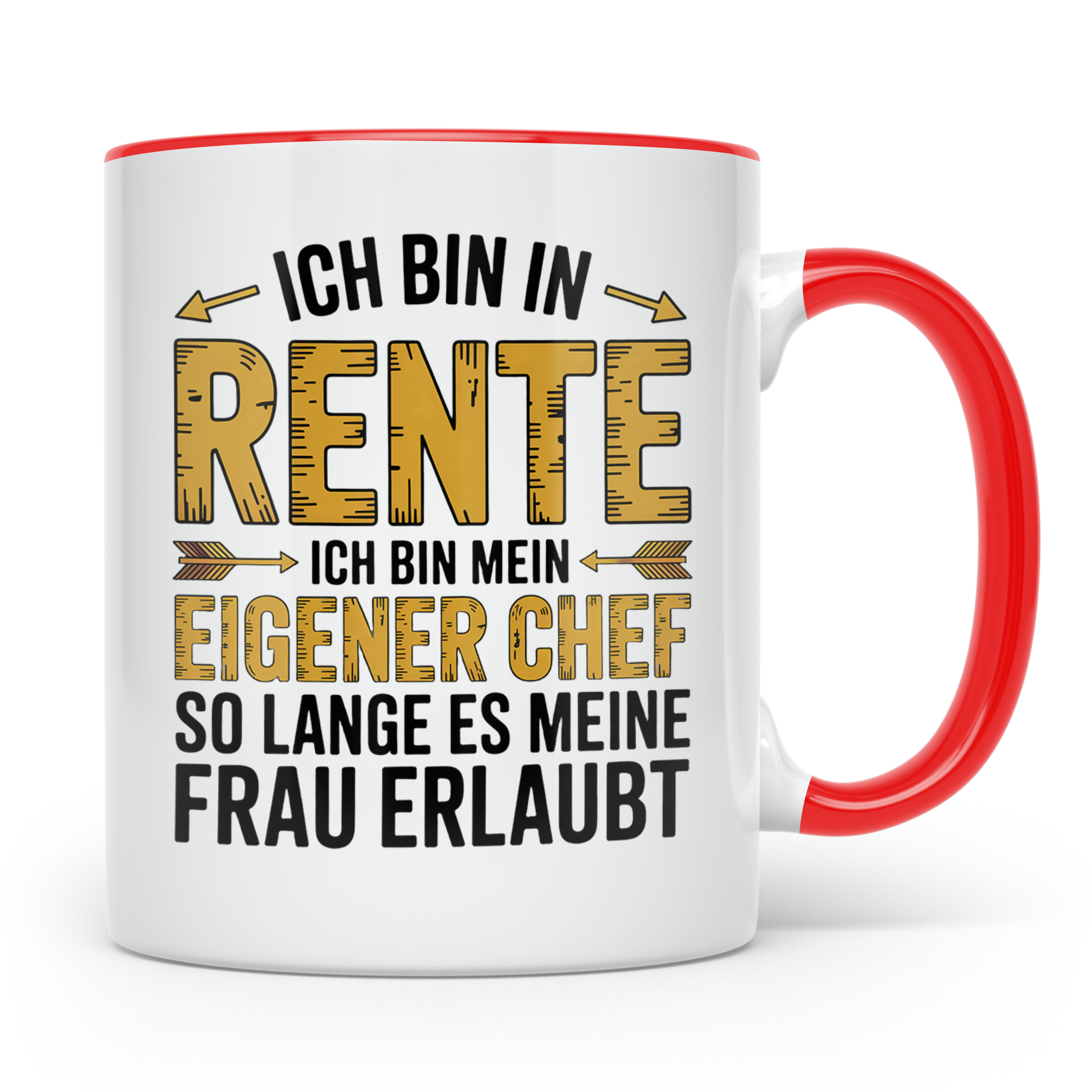 Rentner Tasse mit Spruch Ich bin mein eigener Chef | Geschen – Rot [farbe:rot]