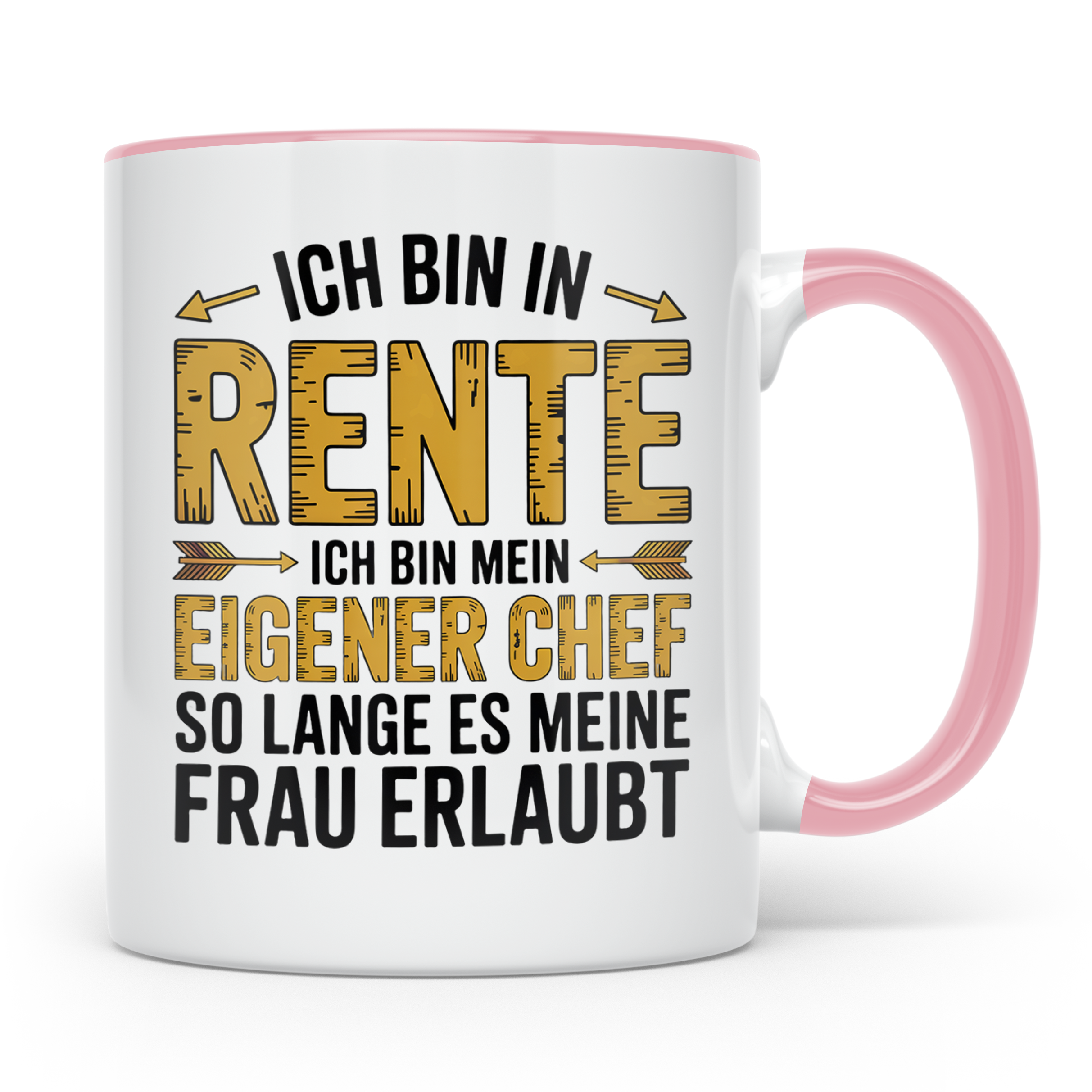 Rentner Tasse mit Spruch Ich bin mein eigener Chef | Geschen – Rosa [farbe:rosa]
