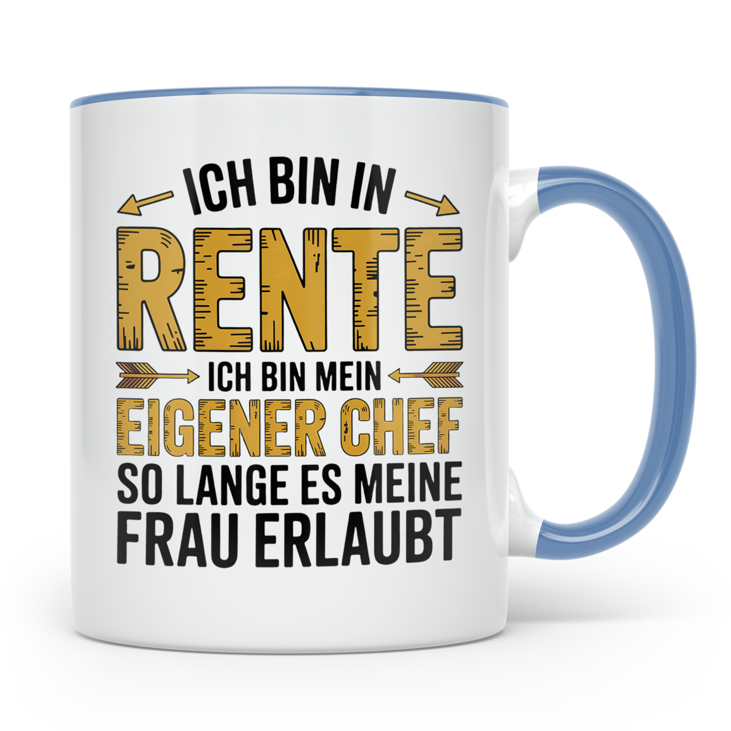 Rentner Tasse mit Spruch Ich bin mein eigener Chef | Geschen – Blau [farbe:blau]