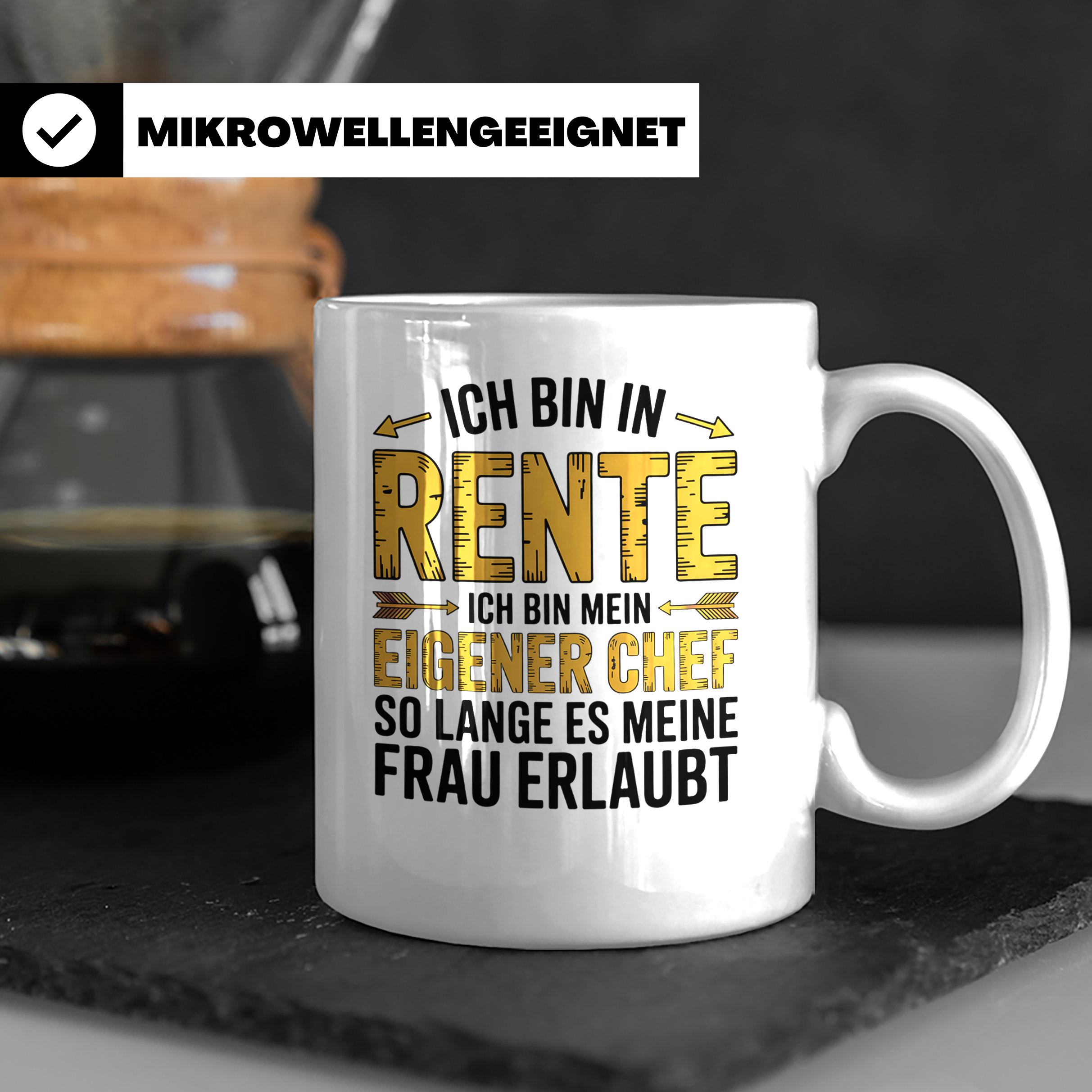 Rentner Tasse mit Spruch Ich bin mein eigener Chef | Geschen – Weiß [farbe:weiß]
