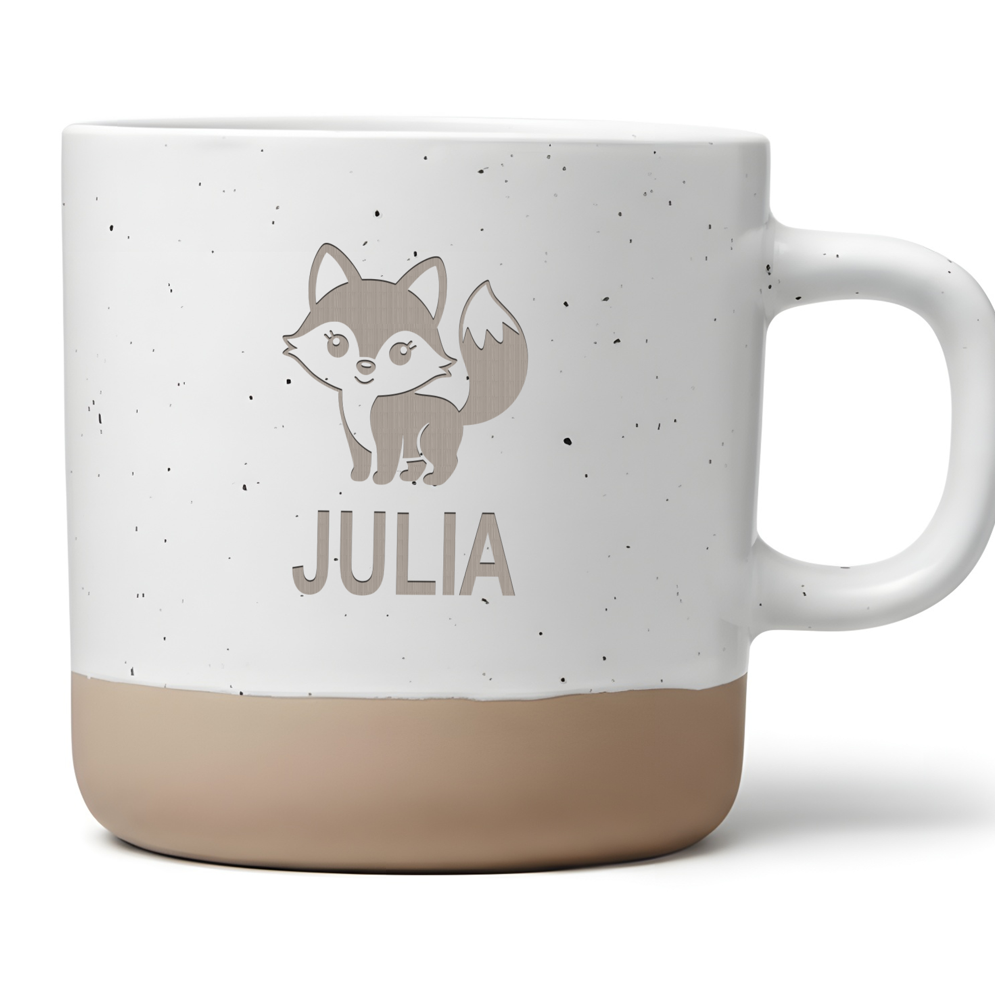 Personalisierte Fuchs Tasse für Kinder – süßes Tiermotiv mit Wunschname, Geschenk für Mädchen & Jungen