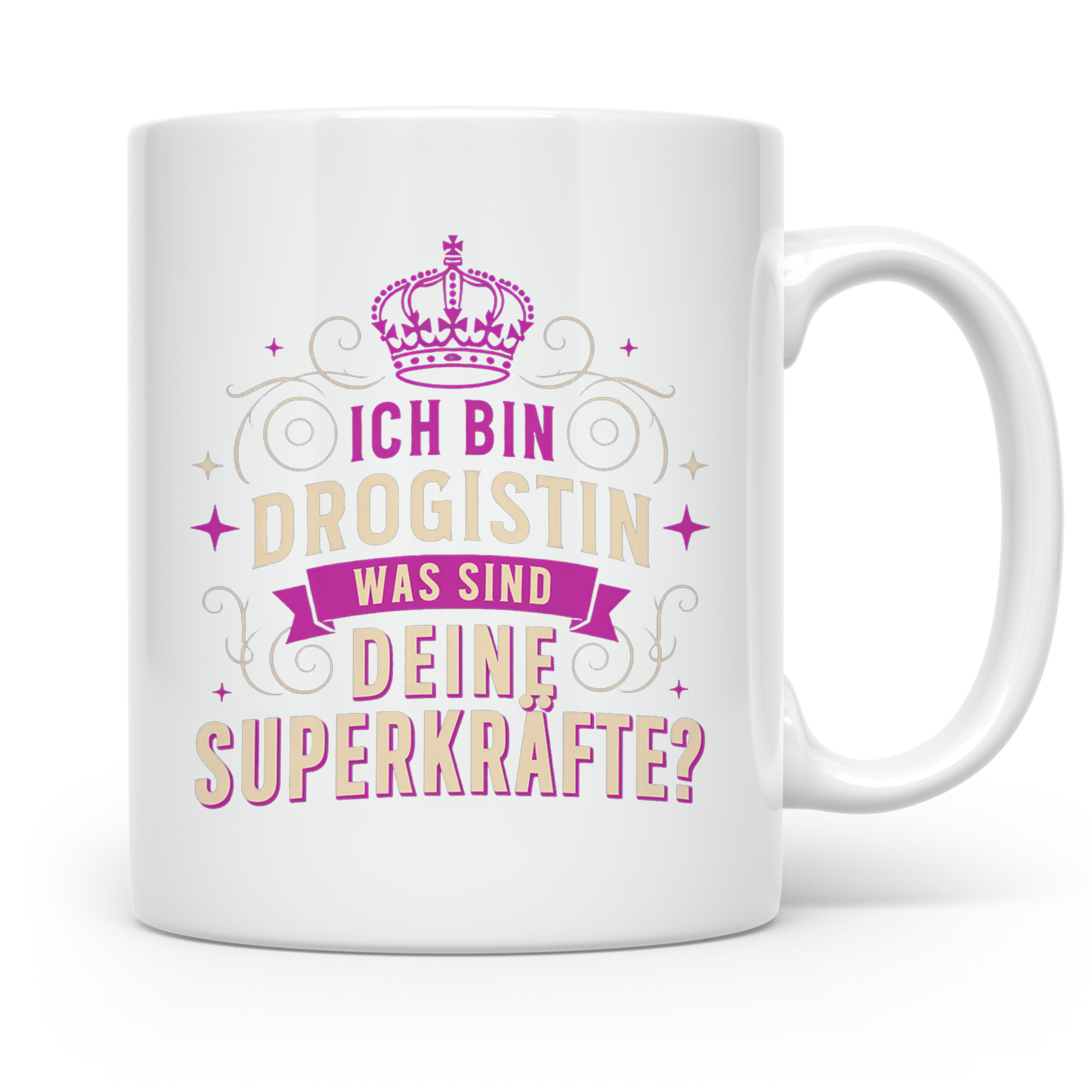 Drogistin Tasse mit Spruch Superkräfte | Geschenk für Kolleg – Weiß [farbe:weiß]