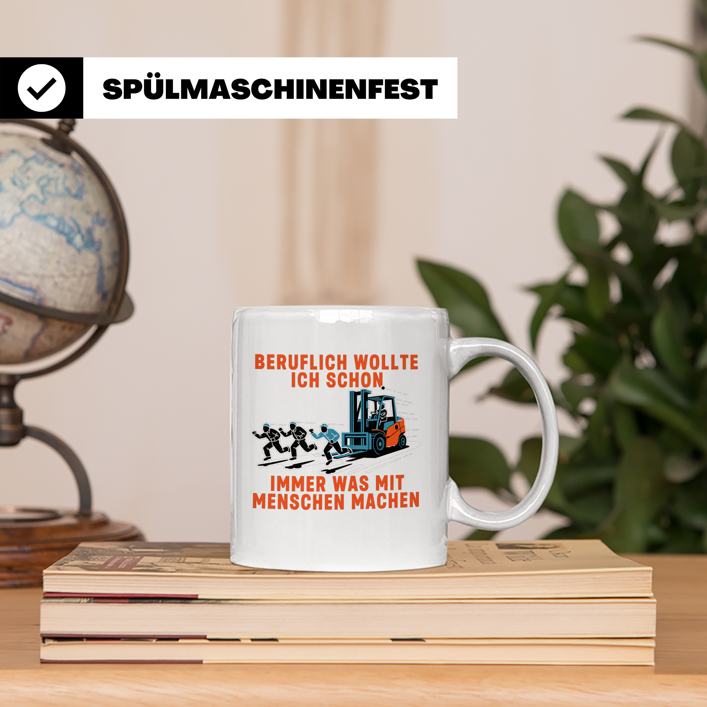 Staplerfahrer Tasse lustig "Immer was mit Menschen machen" G – Weiß [farbe:weiß]