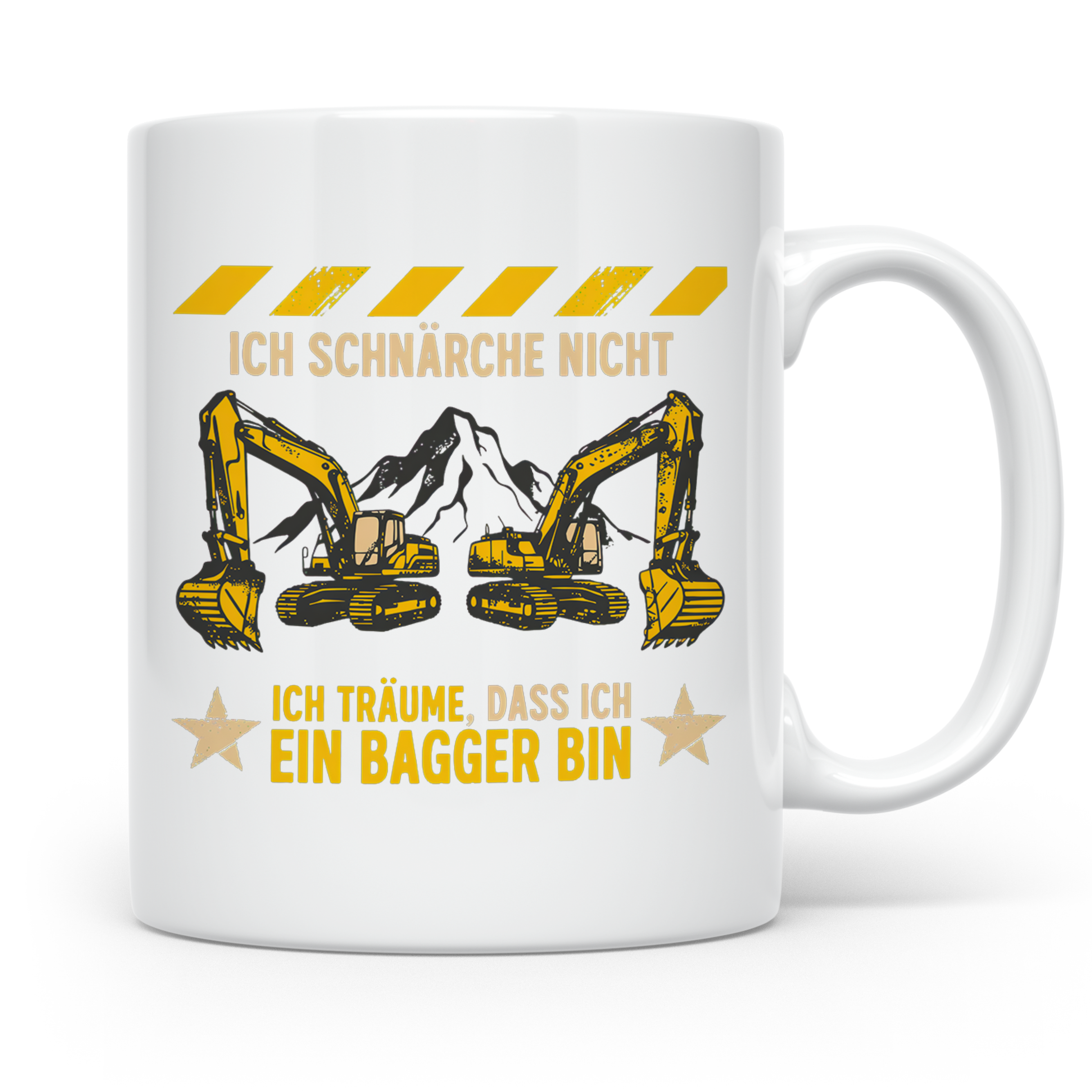 Baggerfahrer Tasse mit Spruch Ich schnarche nicht ich träume – Weiß [farbe:weiß]
