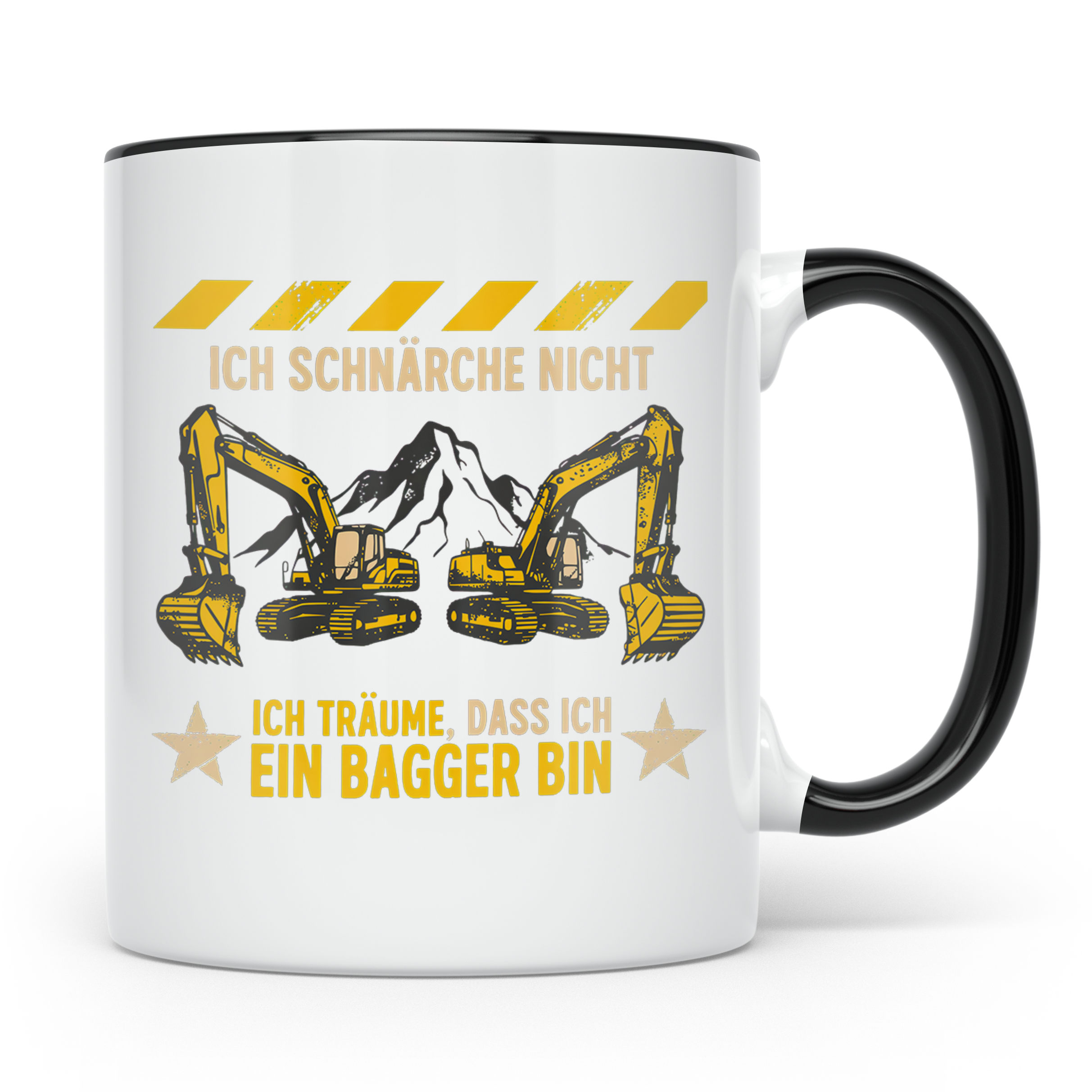 Baggerfahrer Tasse mit Spruch Ich schnarche nicht ich träume – Schwarz [farbe:schwarz]