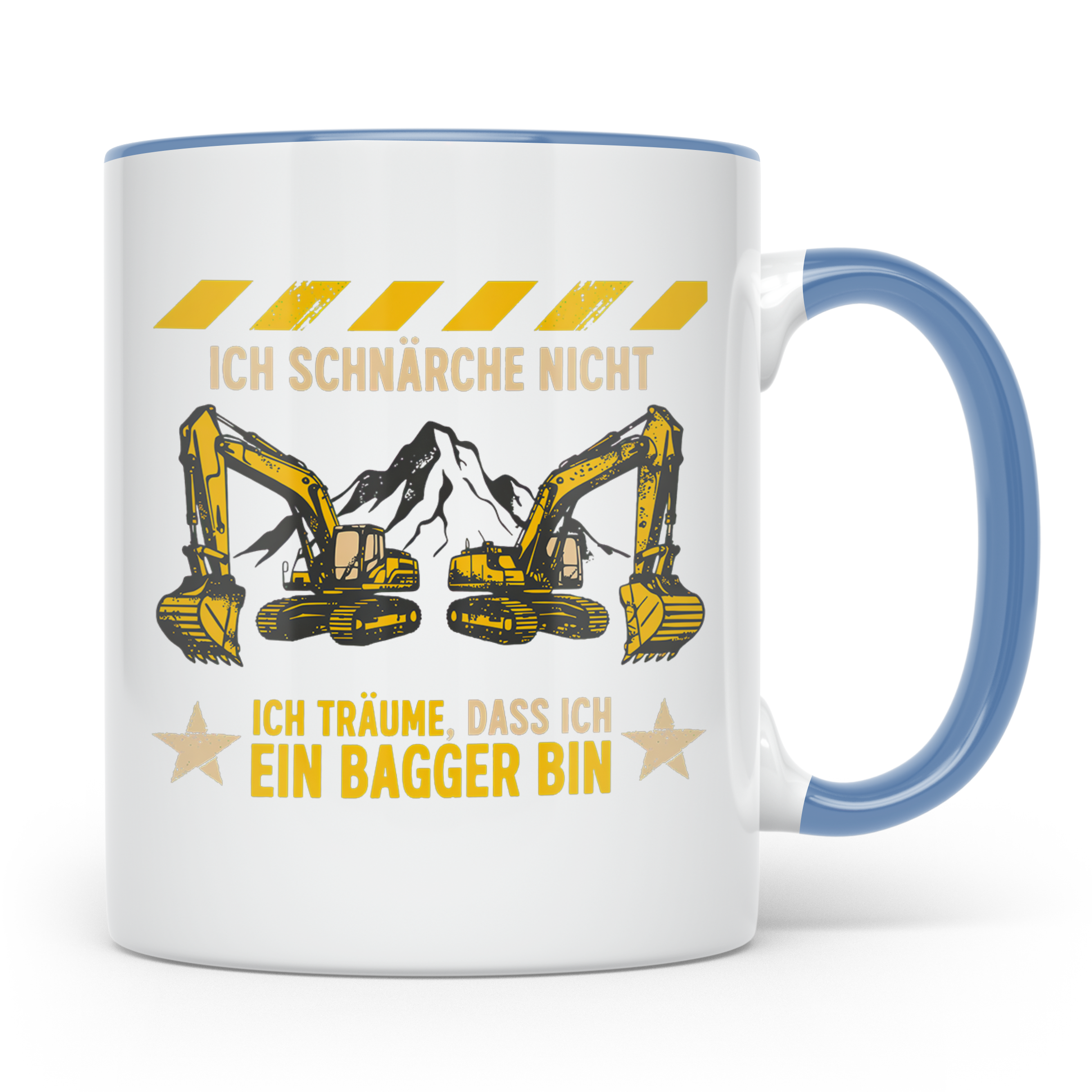 Baggerfahrer Tasse mit Spruch Ich schnarche nicht ich träume – Blau [farbe:blau]